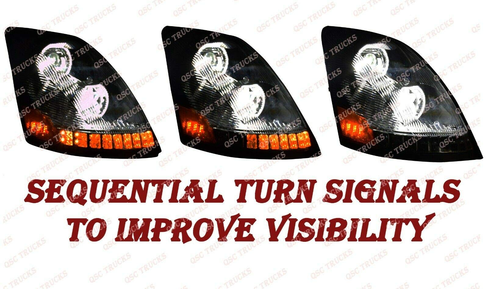 QSC Truck Parts Full LED Performance Headlights Pair Sequential Turn Signals Compatible with Volvo VNL 04-17