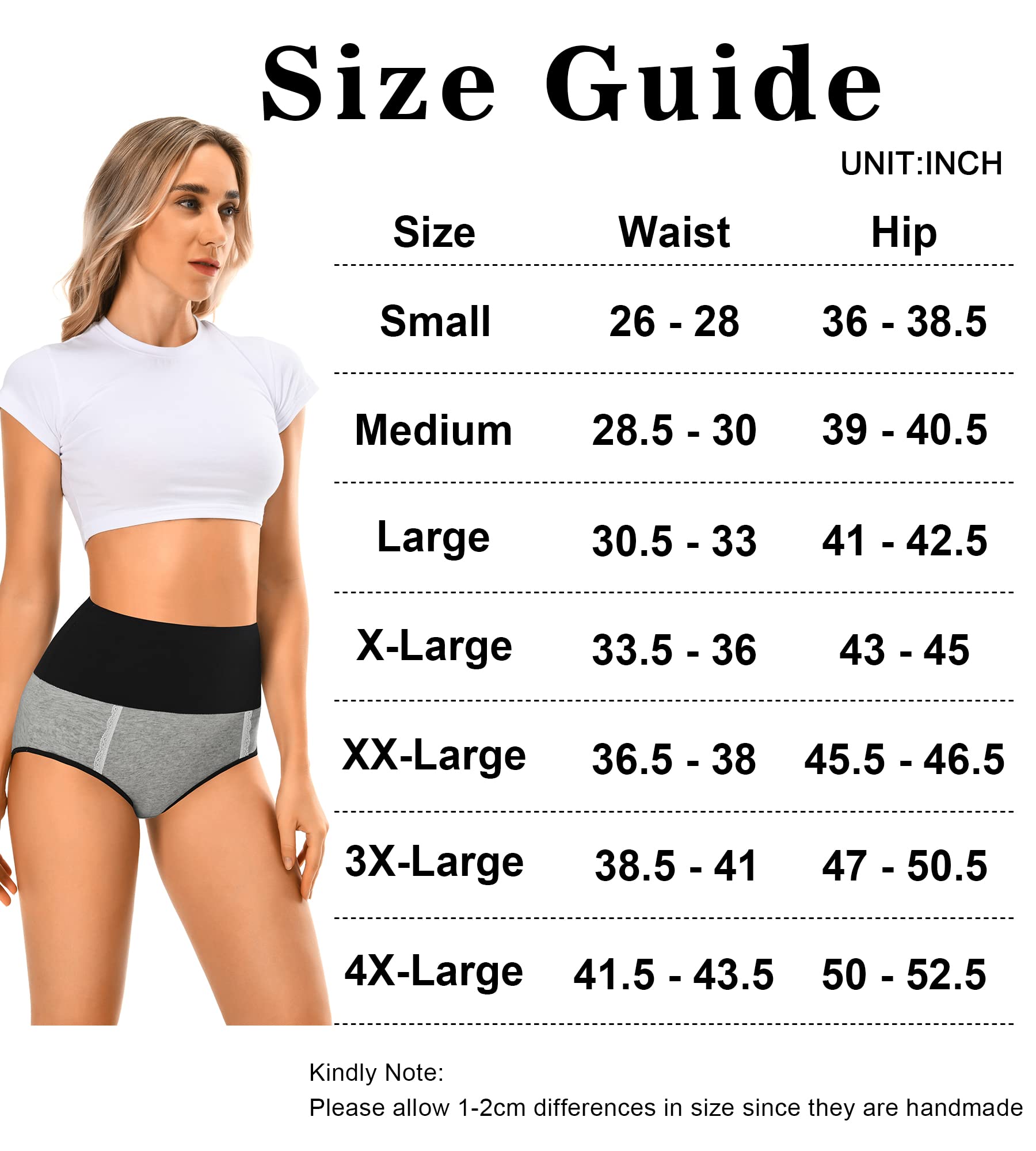 MISSWHO Cotton High Waisted Womens Underwear Tummy Control Postpartum Panties Full Coverage C Section Ladies Briefs 5 Pack Plus Size Large