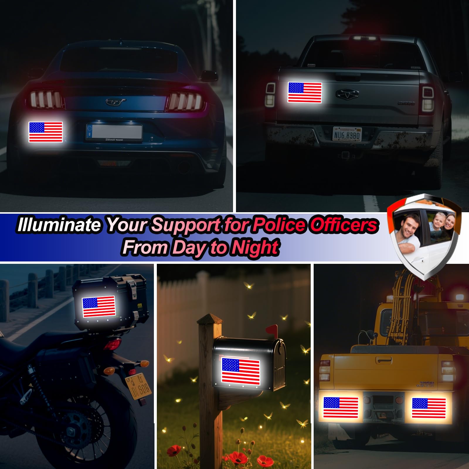 PHIXBEAR American Flag Stickers, Made of 3M DG3, Decals Reflective at Night, Sunscreen Non-Fading, for Cars, Motorcycles, and Mailboxes, Show Your Patriotism and Sense of Justice, 5x3 in (3 Pieces)