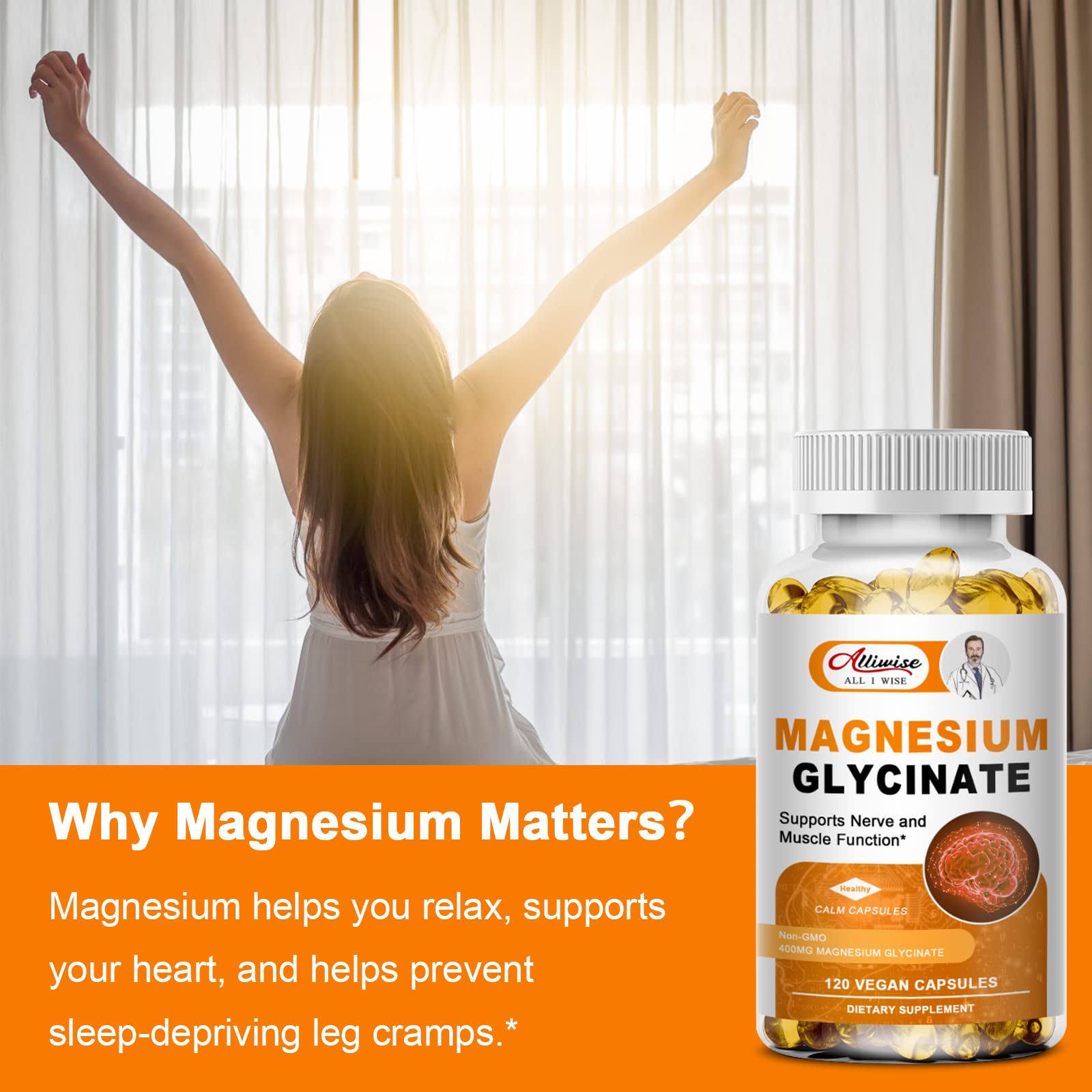 Magnesium Supplement Softgels, Easy Absorption Magnesium Glycinate 400mg with Vitamin B6,D3, High Bioavailability Magnesium for Sleep & Calm Support, Nervous, Muscle & Bone Health