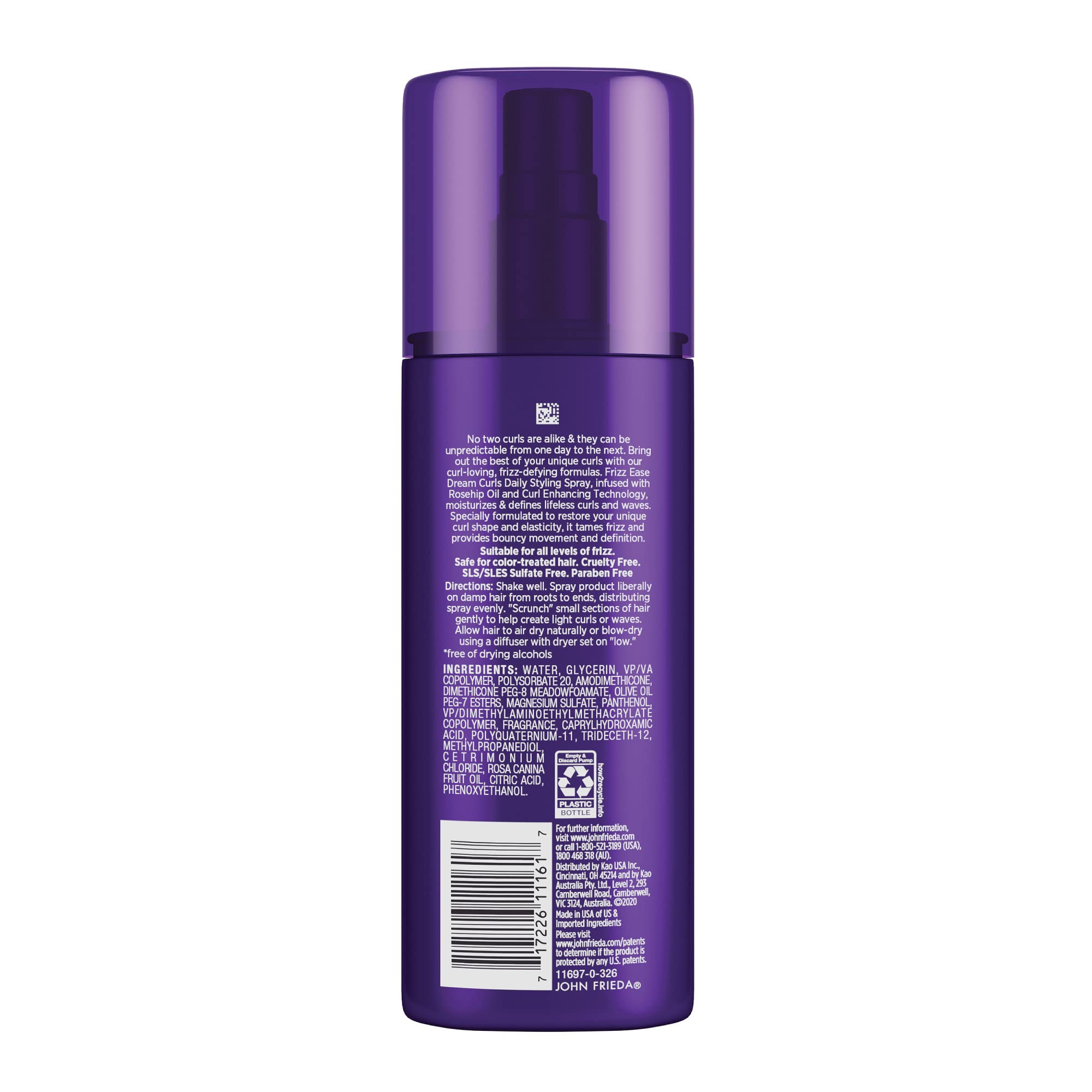 John Frieda Anti Frizz, Frizz Ease Dream Curls Daily Styling Spray for Curly Hair, Magnesium-enriched Formula, Revitalizes Natural Curls, 6.7 Ounce