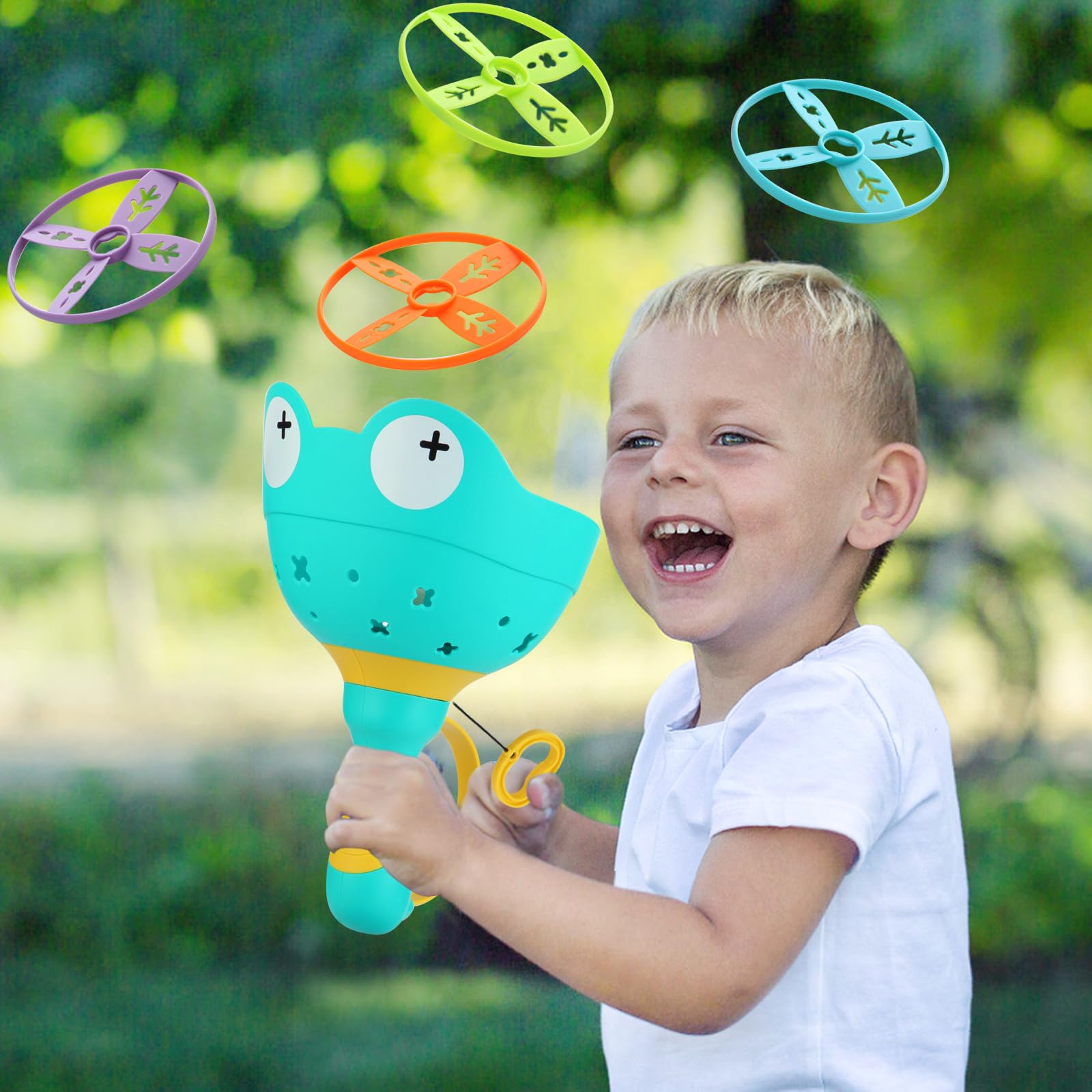 Outdoor Toys for Kids Ages 4-8: Flying Disc Launcher Toys Manual Capture Catching Outdoor Games for 3 4 5 6 7 8 Years Old - Outside Toys for Toddlers 3-5 Christmas Easter Birthday Gifts Boys Girls