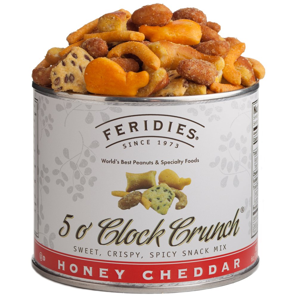 FERIDIES Assorted Snack Nut Gift Pack (Salted Virginia Peanuts, Honey Roasted Virginia Peanuts, Peanut Brittle Crunch and 5 O'Clock Crunch) - 36 ounces total