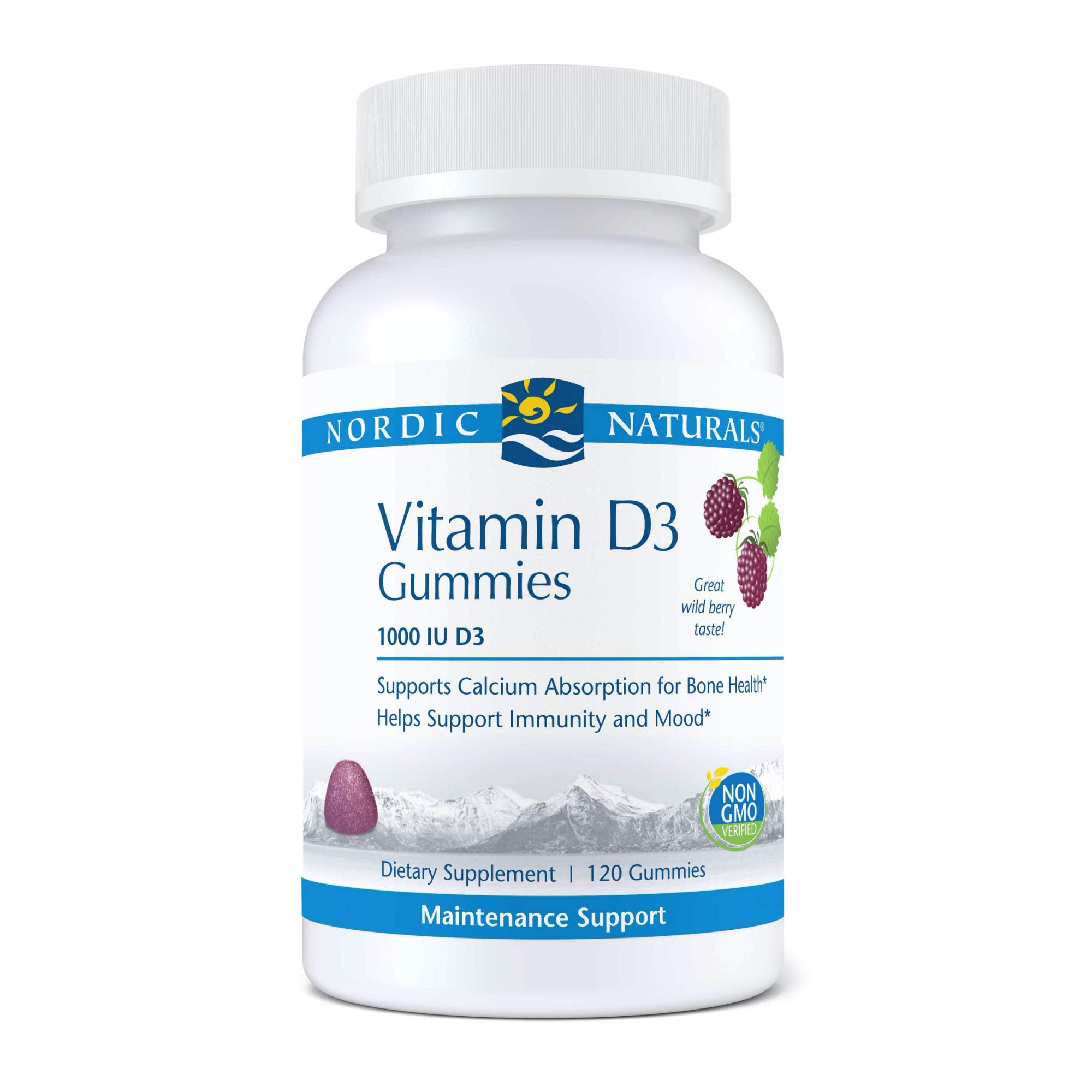 Nordic Naturals Pro Vitamin D3 Gummies, Wild Berry - 120 Gummies - 1000 IU Vitamin D3 - Great Taste - Healthy Bones, Mood & Immune System Function - Non-GMO - 120 Servings