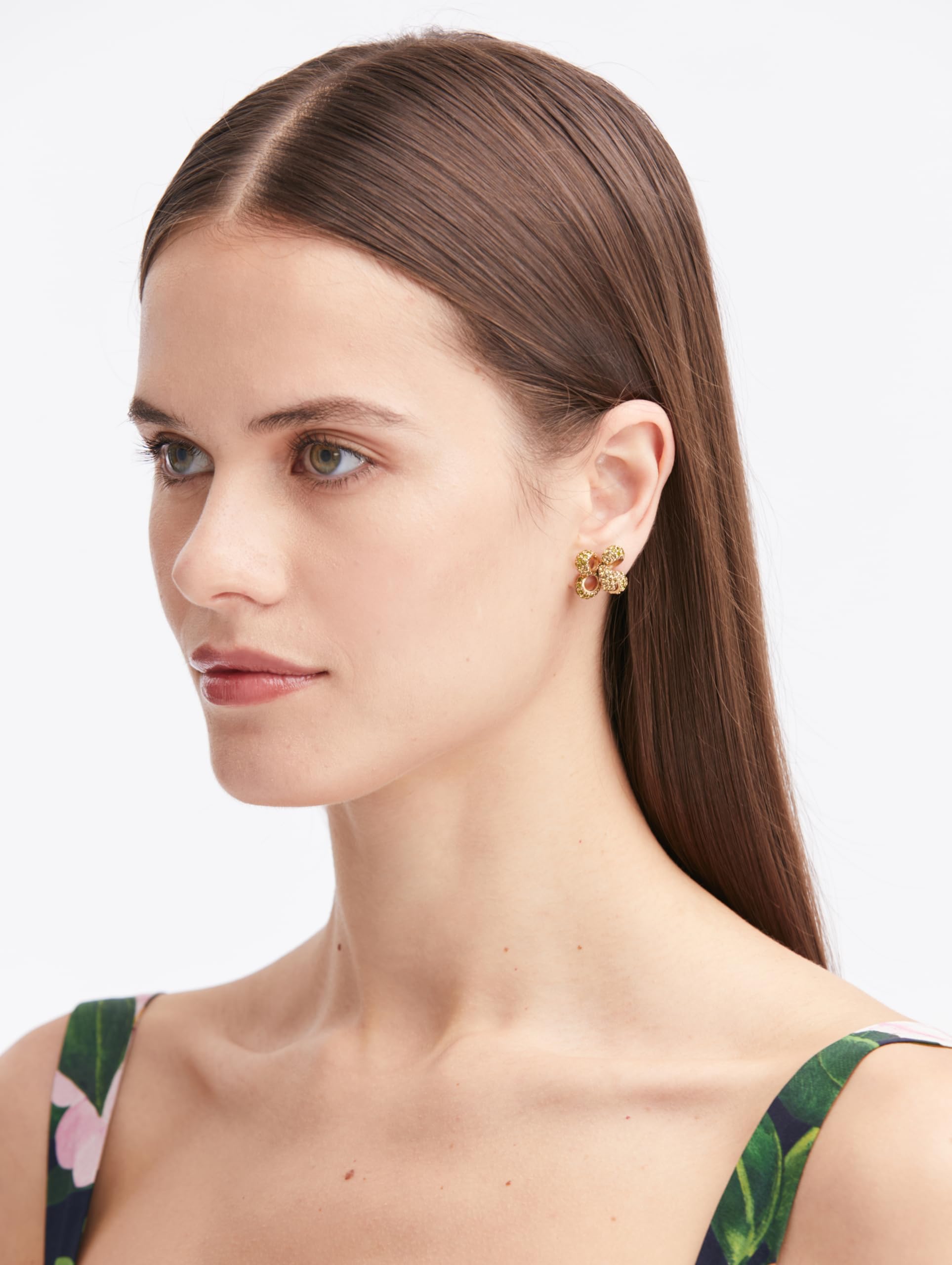 Oscar de la Renta, Small Crystal Clover Earrings, Olivine