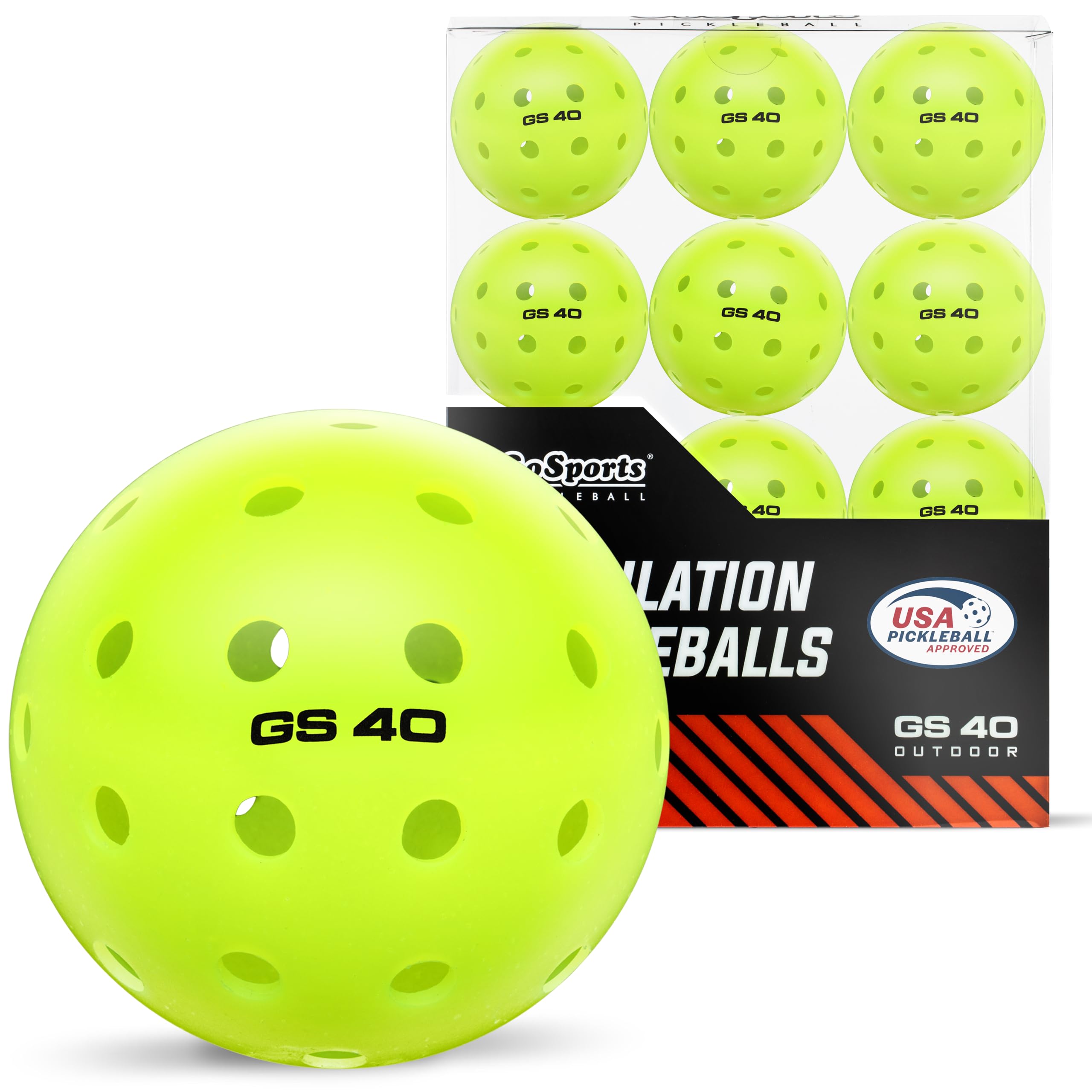 GoSports GS 40 Pickleball Balls - 12 or 36 Pack of Regulation USAPA Pickleballs