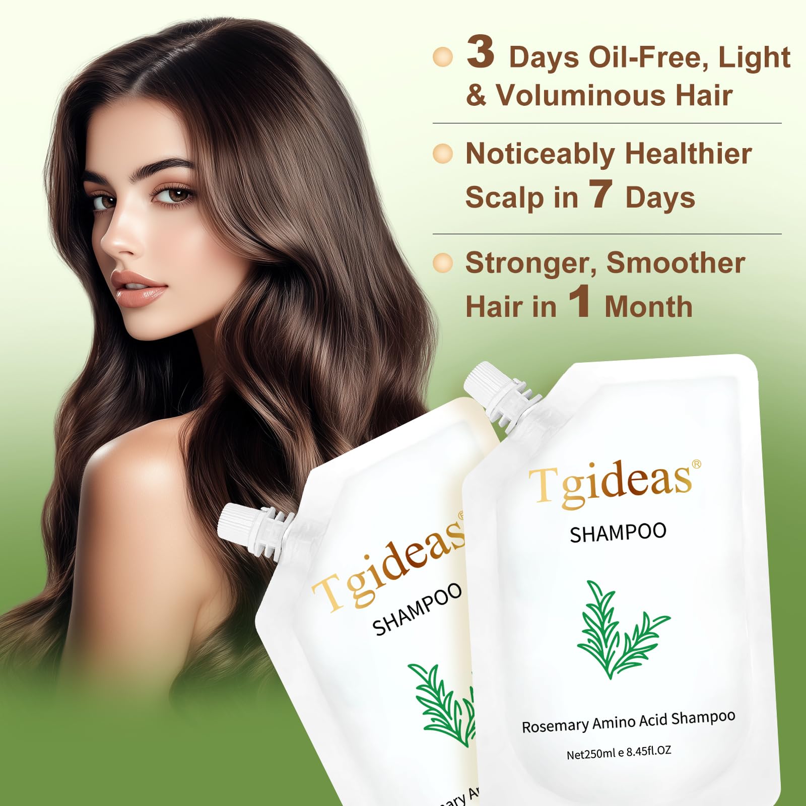 Tgideas Rosemary Amino Acid Shampoo, Hair Growth Shampoo for Thinning Hair Women and Men Hair Loss, Zinc PCA Thicken & Strengthen Scalp with Hydrolyzed Silk 8.45 fl.oz - 2 Packs