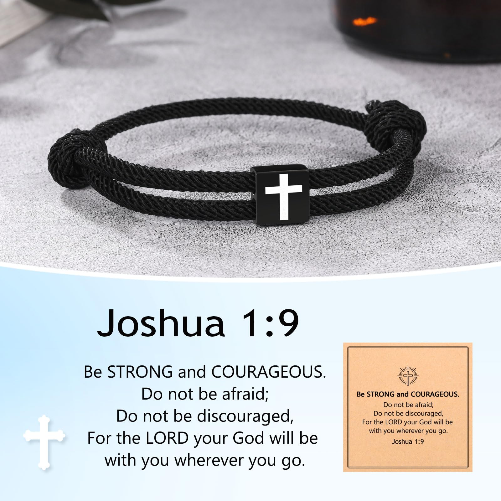 UNGENT THEM Teen Boy Gifts Ideas Cross Bracelet Men Christian Baptism Confirmation Religious Christmas Stocking Stuffers for Teen Boys Teenage 8 10 12 14 16 18 13 Year Old Birthday Gift