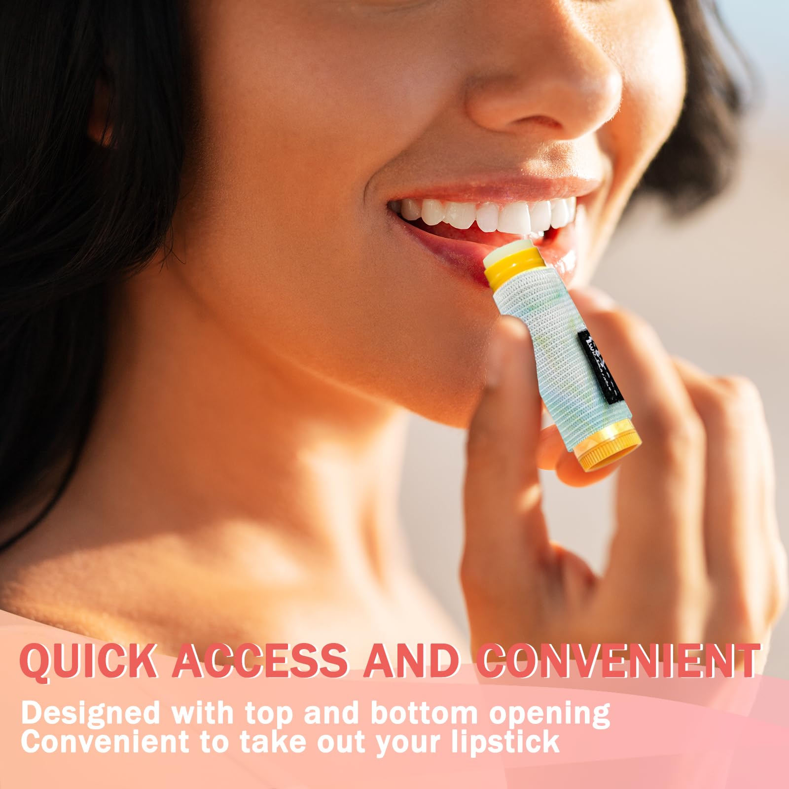 WK IEASON - Lip Balm Holder Keychain Clip On Lipstick Sleeve Chapstick Sleeve Holder Keychain 5PCS(Geometric Combos)