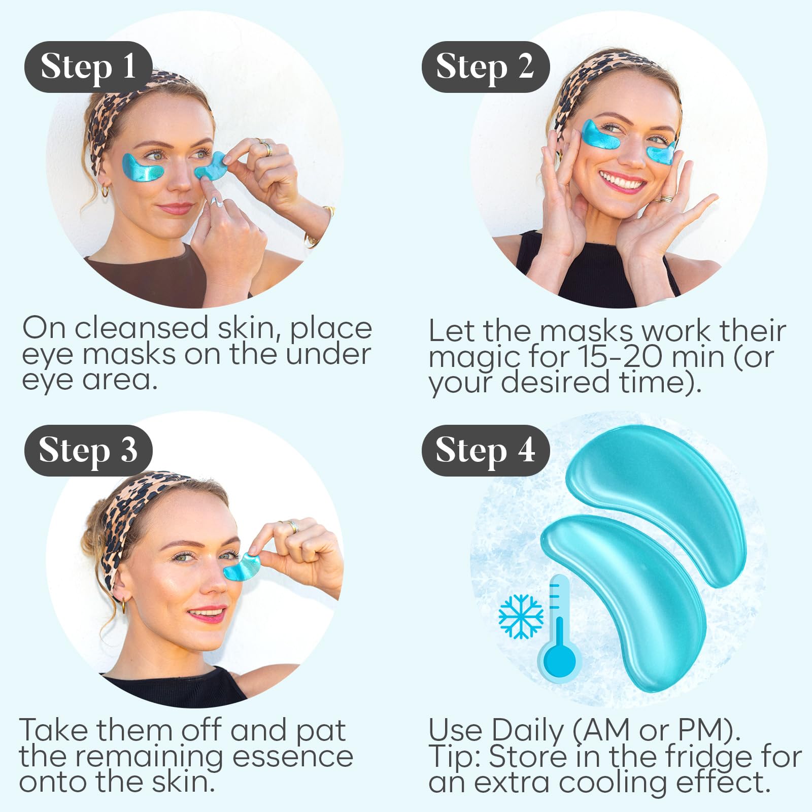 AURAE Hyaluronic Acid Under Eye Patches (30 Pairs) - For Dark Circles & Puffiness - Hydrating Eye Mask for Care
