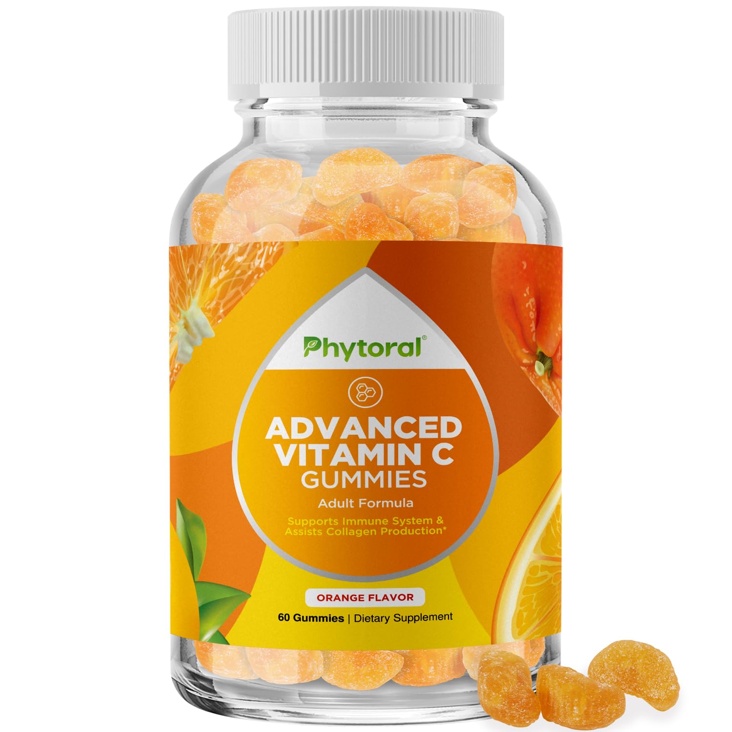 Natural Vitamin C Gummies for Adults - High Potency Vitamin C Immune Support Gummies - Ascorbic Acid Chewable Vitamin C Gummies Immune Booster for Adults with Powerful Brain Vitamins Supplements