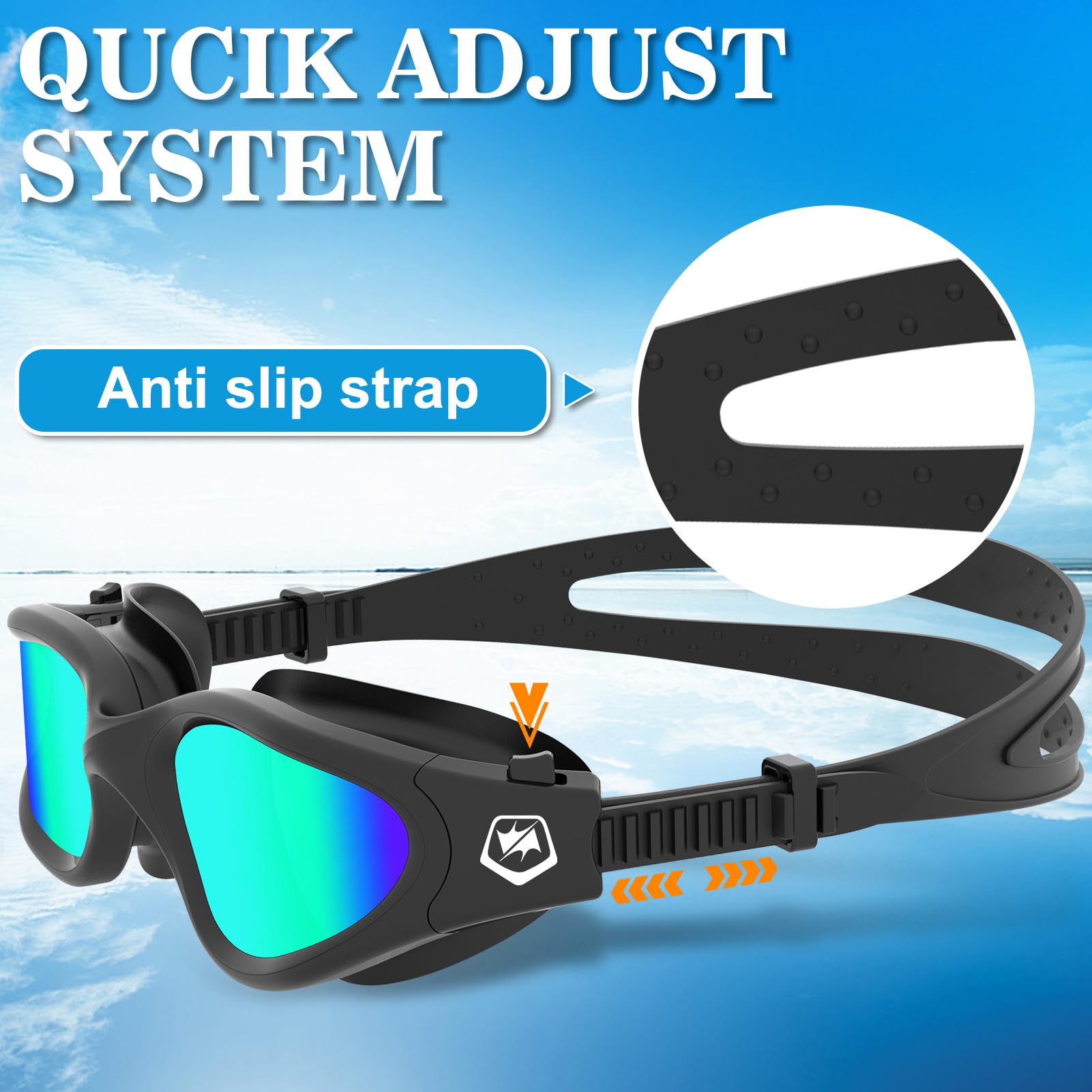 WIN.MAX Polarized Swimming Goggles Swim Pool Goggles Anti Fog Anti UV No Leakage Clear Vision for Men Women Adults Teenagers