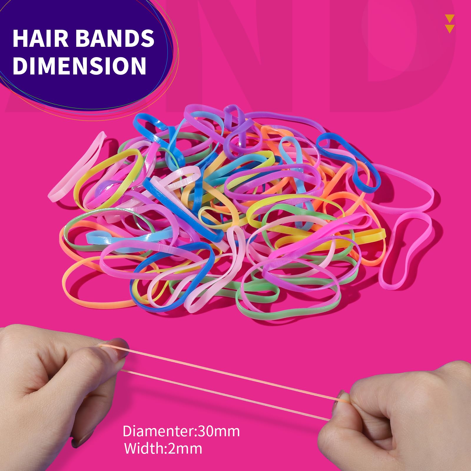 Teenitor Color Elastic Hair Bands, Hair Ties,2000pcs Multi Color Hair Holder Hair Tie Elastic Rubber Bands for Baby Girls