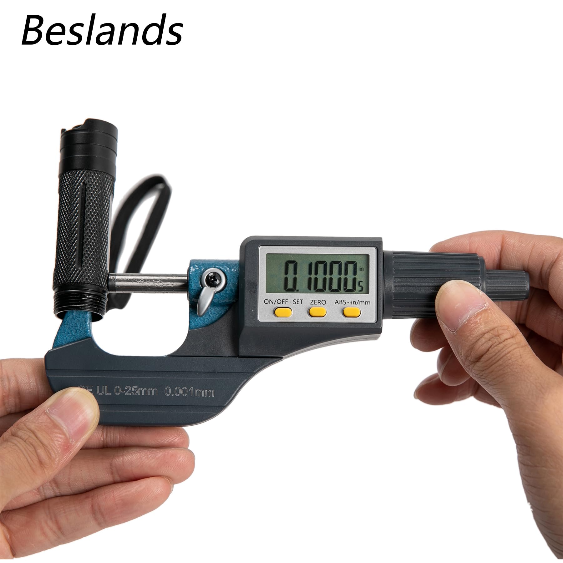 Beslands Digital Electronic Display Micrometer 0-1" / 0-25mm Gauge 0.00004" / 0.001mm Thickness Measuring Tools for Mechanics Inch/Metric Calipers, Machinist Micrometer, Protective Case with Battery