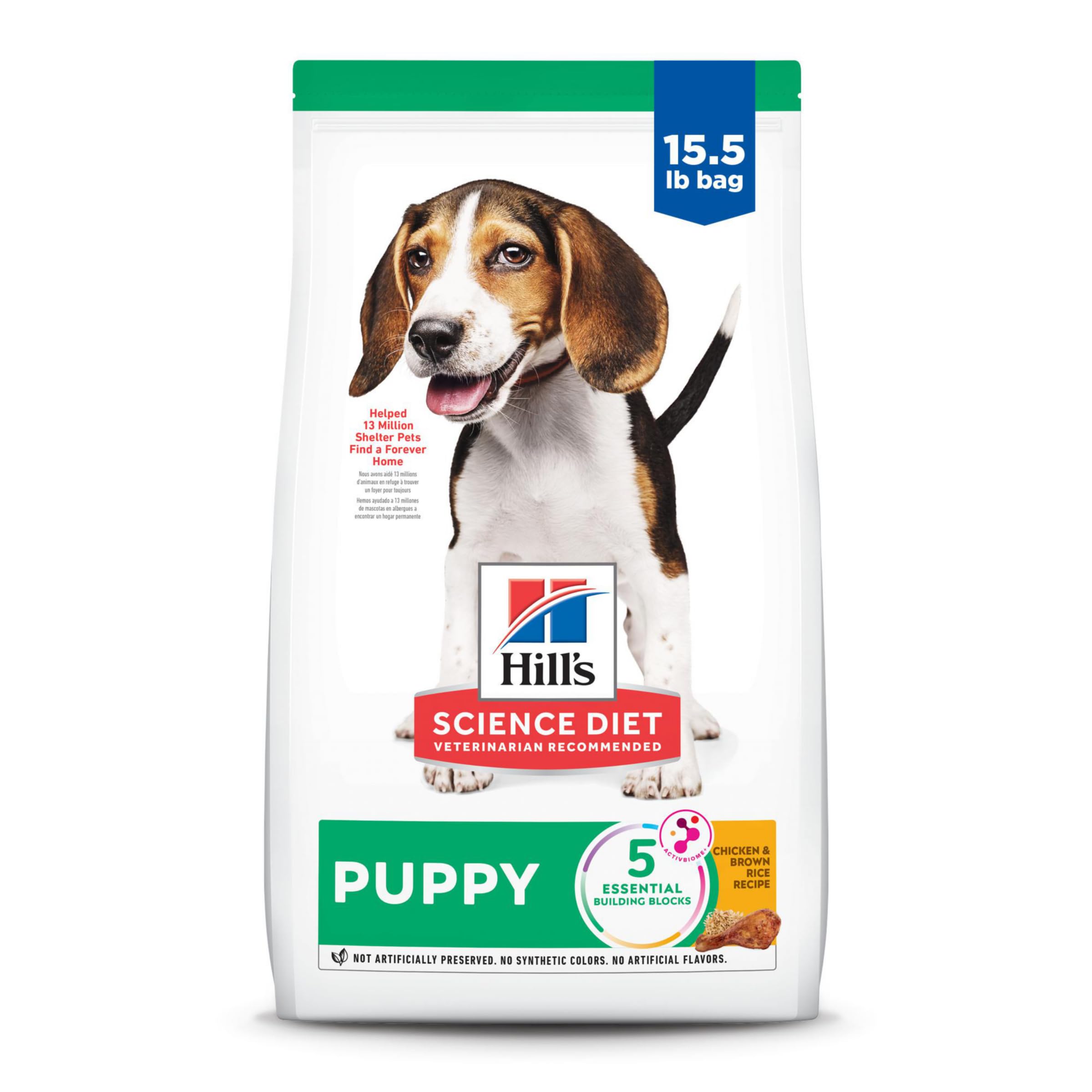 Hill's Science Diet Puppy, Puppy Premium Nutrition, Dry Dog Food, Chicken & Brown Rice, 15.5 lb Bag