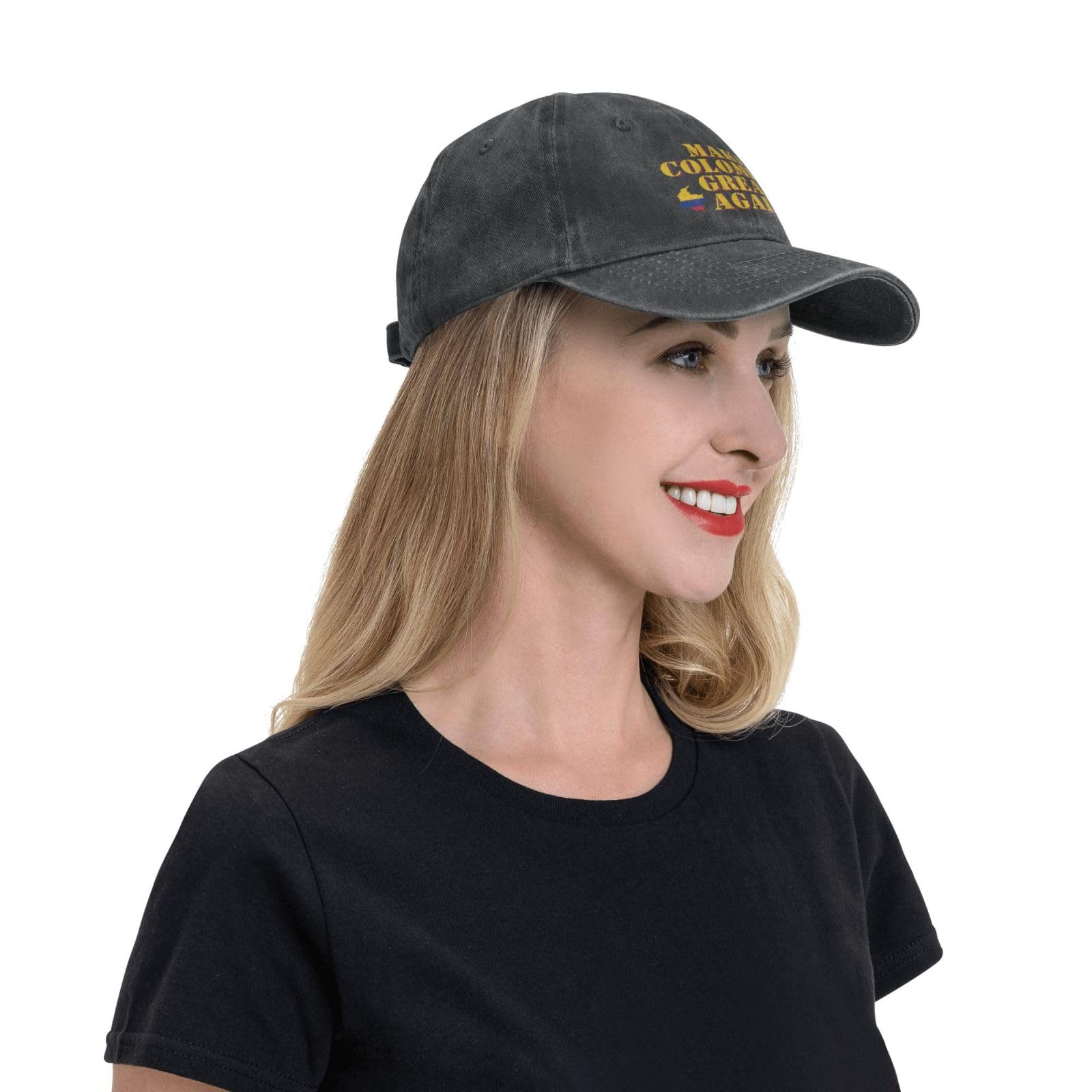 muciioa Make Colombia Great Again Hat Colombia Flag Trucker Cap for Men Women Black