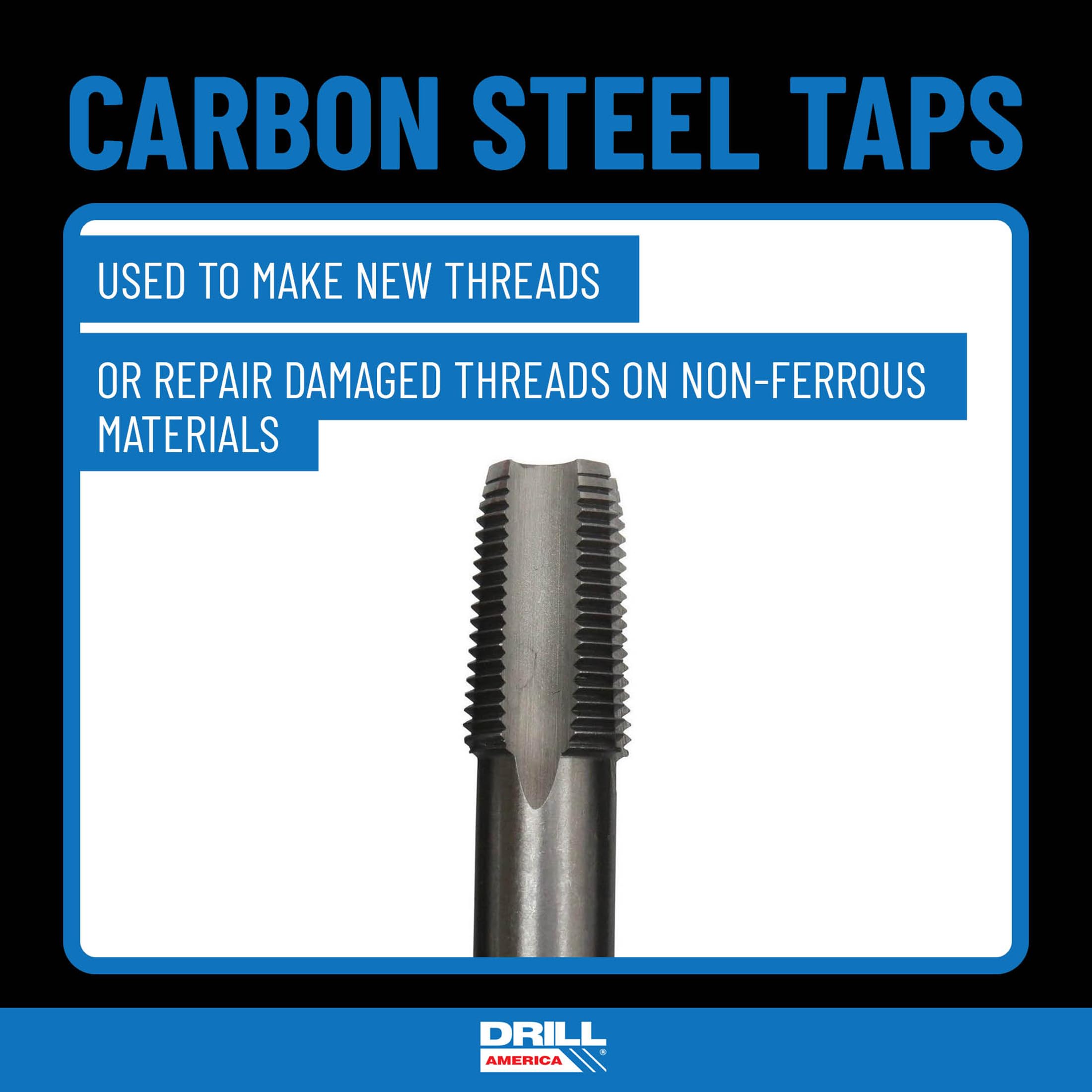 Drill America 1-1/2"-11-1/2" NPT Pipe Tap , Carbon Steel, DWTPT Series