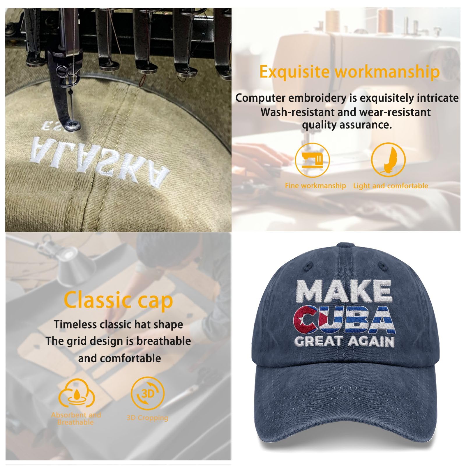 Make CUBAS Great Again Embroidered Sun Hats Outdoor Caps for Daughter