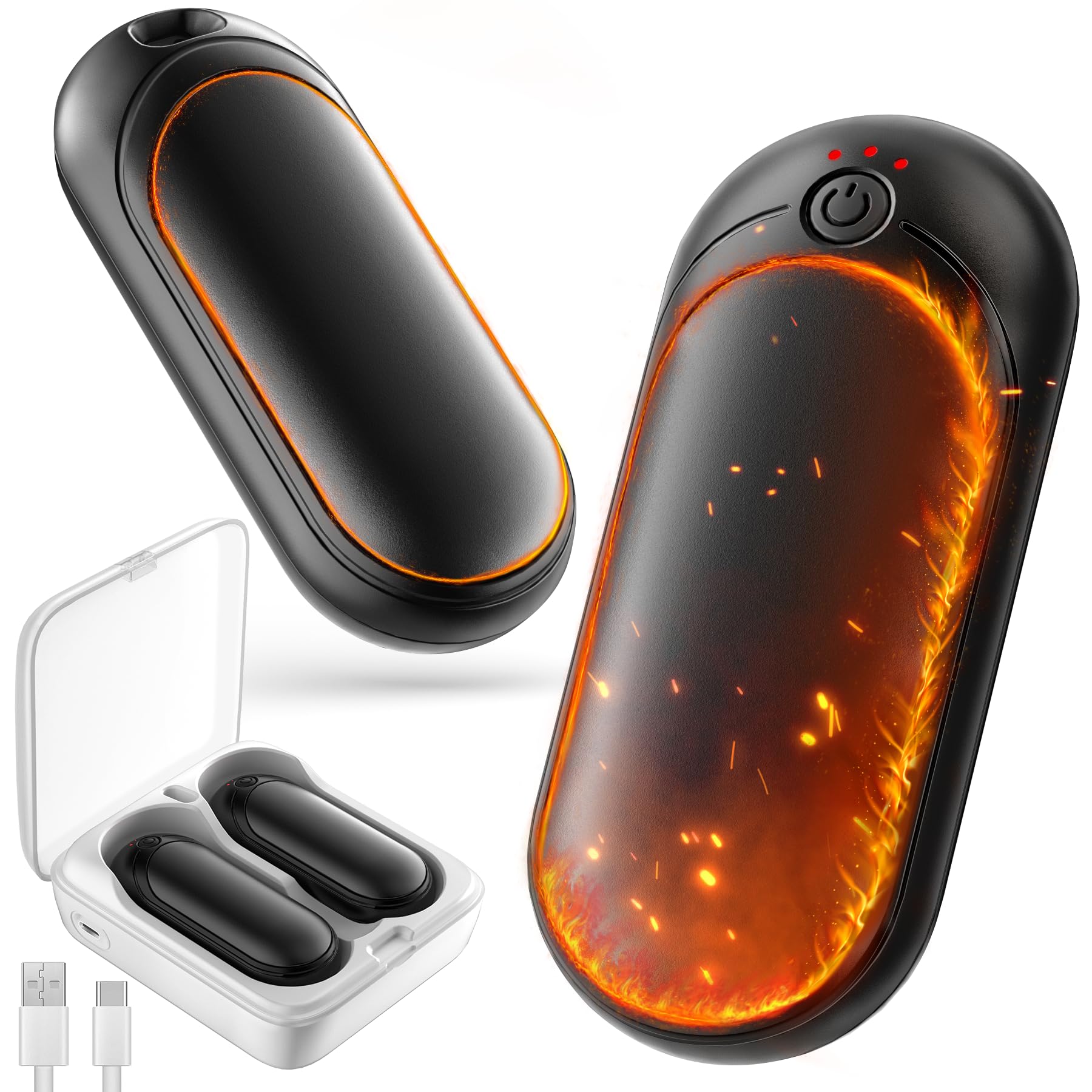 2 Pack 14000mAh Hand Warmers Rechargeable with AI Charging Case, Portable Electric Handwarmers, Reusable Pocket Heater Great for, Hunting, Golf, Camping, Raynauds, Christmas Outdoor, Women Men Gifts