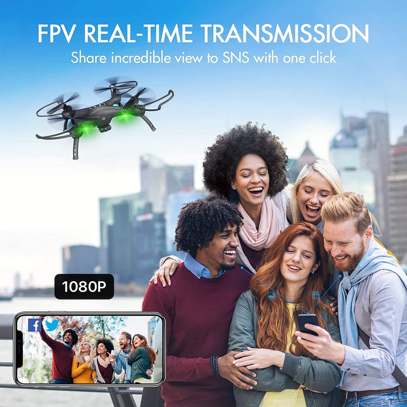 Drone with Camera 1080P HD, Toss to Launch RC Drone for Kids/Adults with Smart APP Trajectory Flight Altitude Hold One Key Take Off/Landing Headless 360°Flip Camera Drone 2 Batteries