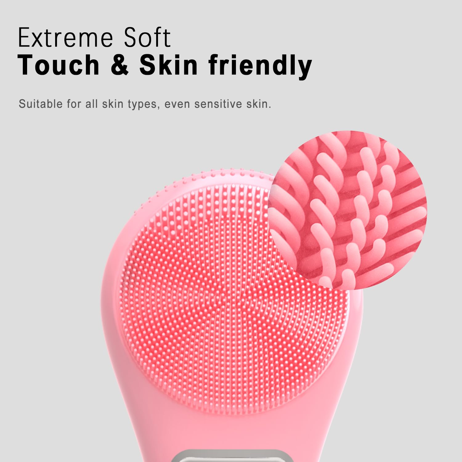 UMICKOO Silicone Face Scrubber Exfoliator, Rechargeable Facial Cleansing Brush with LCD Screen for Men & Women, Sonic Face Brush for Cleaning and Deep Cleansing and Exfoliating