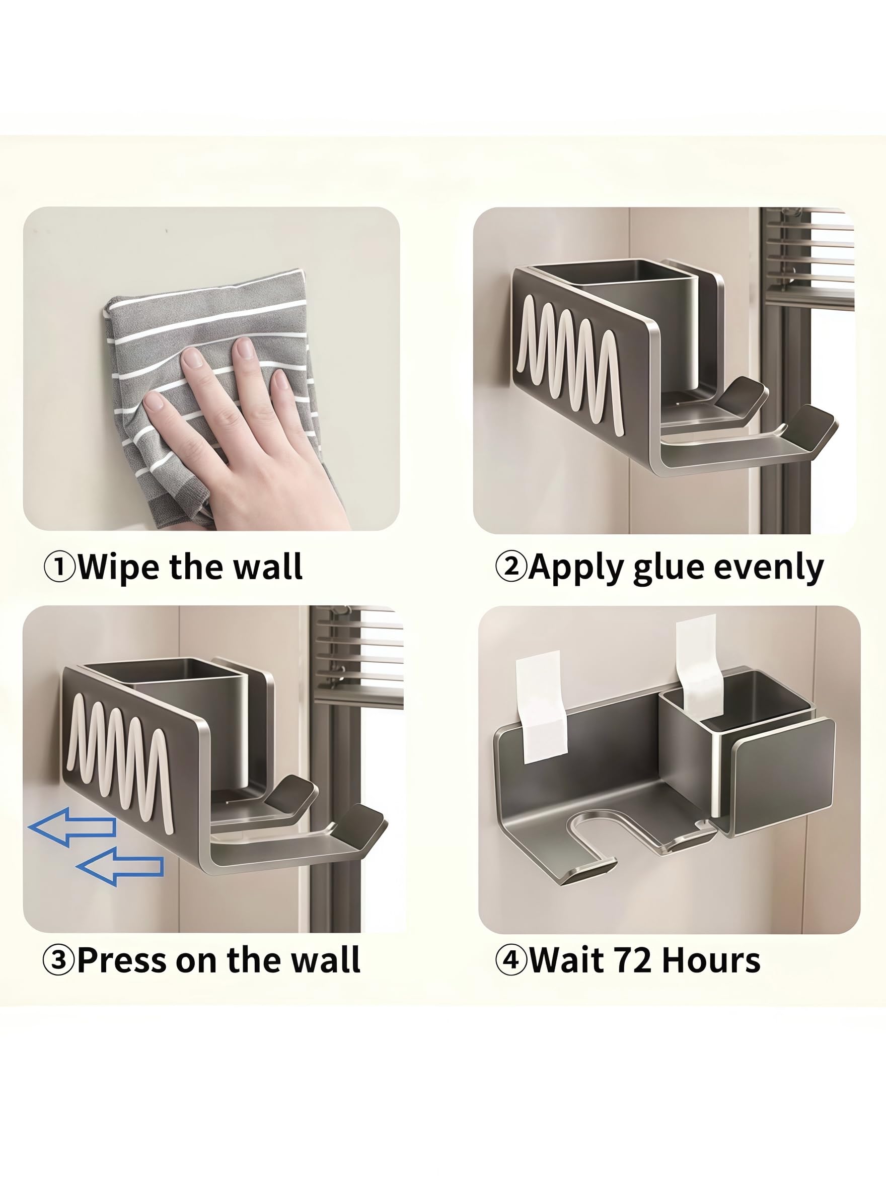 Hair Dryer Holder Wall Mounted, Hair Tool Organizer, Metal Self Adhesive Hair Blow Dryer Stand for Bathroom (Black)