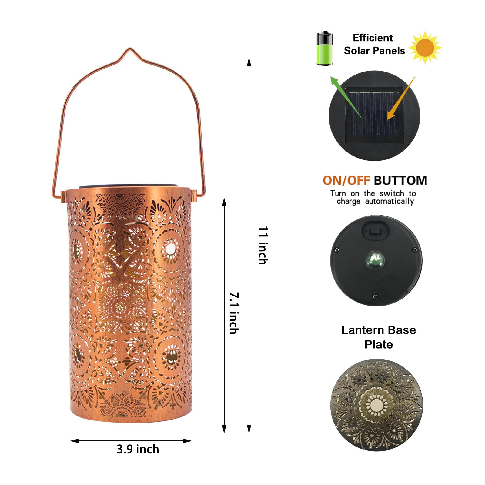 Solar Lanterns Outdoor Hanging Lantern Lights,Sunflower Metal Decor Lanterns-Waterproof LED Decorative Light for Garden Patio Yard Lawn Backyard Front Porch as Gifts for Mom Grandma Women