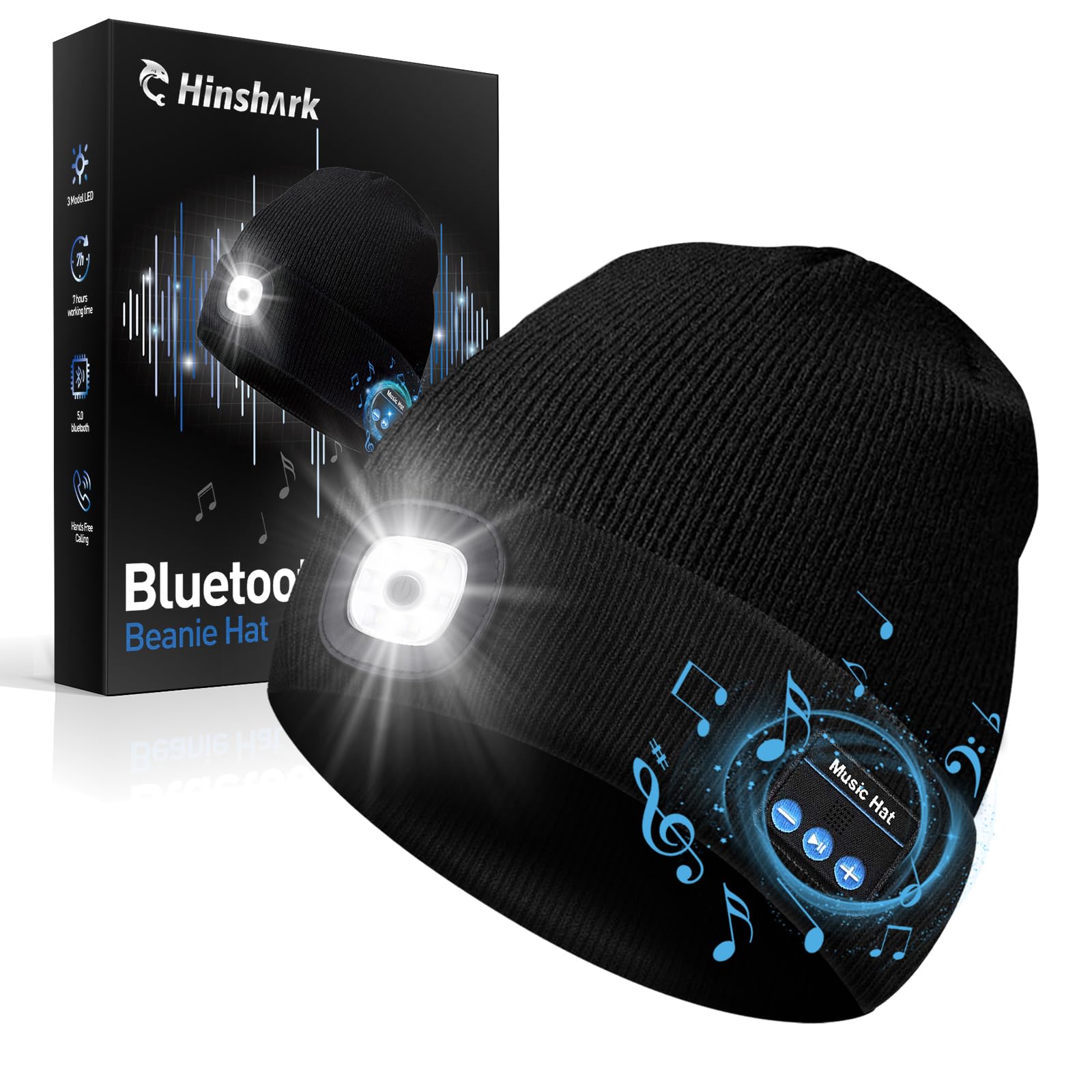 Gifts for Men, Stocking Stuffers for Adults Men LED Bluetooth Beanie Hat, Dad Mens Gifts for Christmas, Unique Gifts for Dad Him Husband Grandpa, Gifts for Men Who Have Everything Cool Gadgets for Men