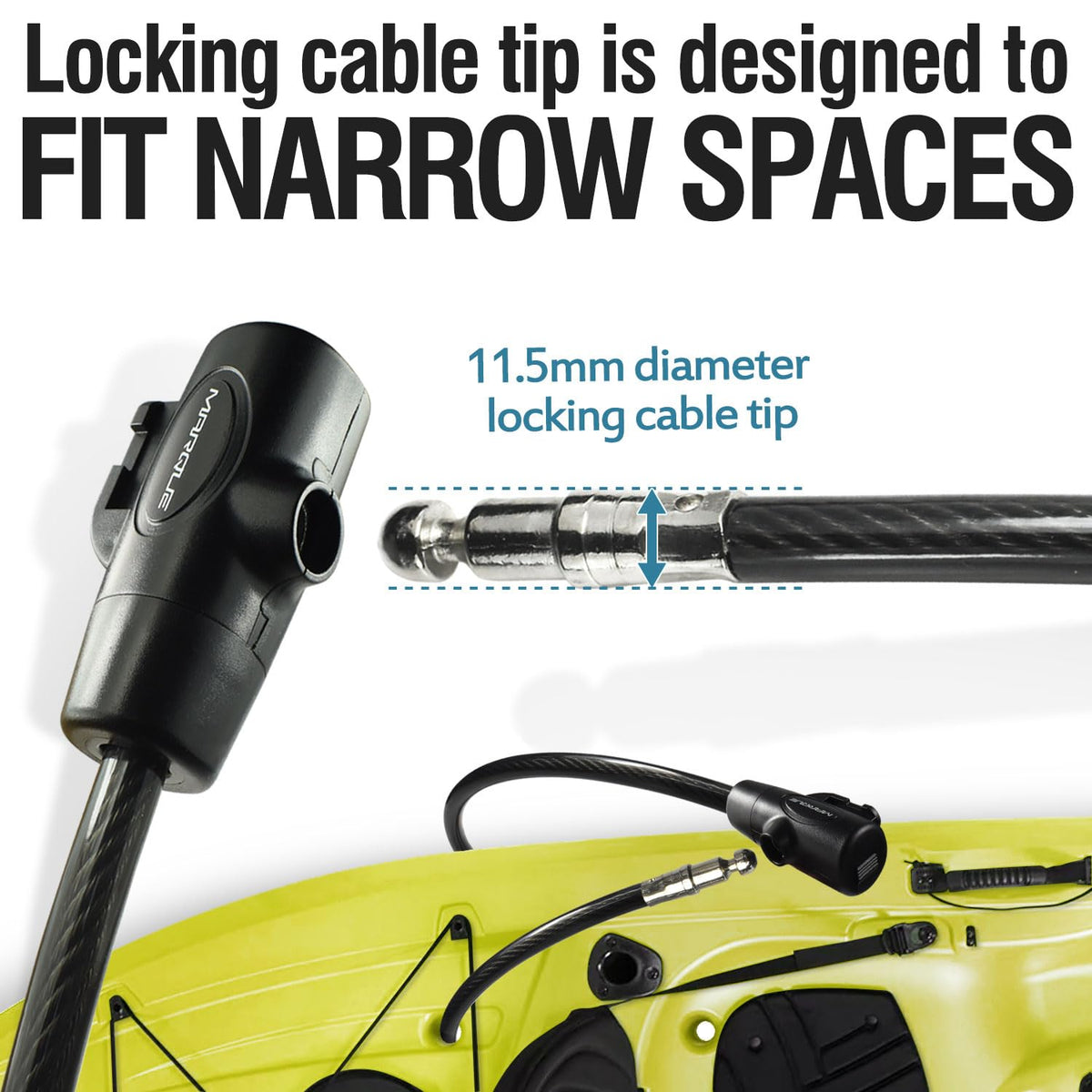MARQUE Bike Lock with Key – 7FT 3/8” Straight Cable Locks with Keys, Anti-Theft Security Cable for Bicycles, Scooters, Kayaks, Paddle Boards, Gates