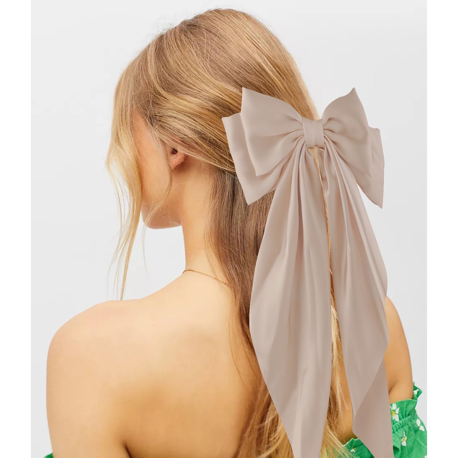 Canitor Hair Bows for Women Silky Satin Hair Ribbon Hair Barrettes Clip Oversized Long Tail Hair Bows Cute Aesthetic Coquette Hair Accessories Preppy Teen Girl Gifts Trendy Stuff Things