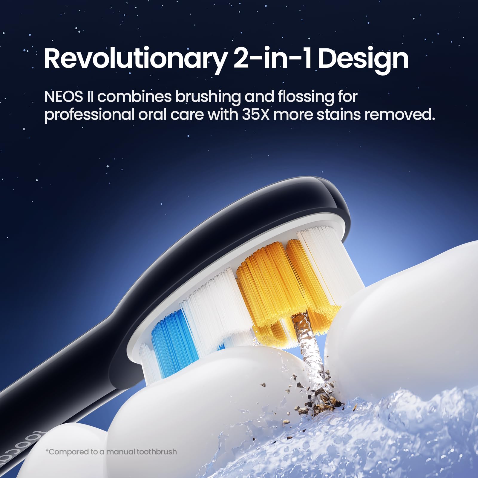 Soocas NEOS II - Electric Toothbrush with Water Flosser, Sonic Electric Toothbrush for Adults, Water Flosser for Teeth, Portable Cordless Flossing Toothbrush, 100% Plaque Removal, Dark Violet
