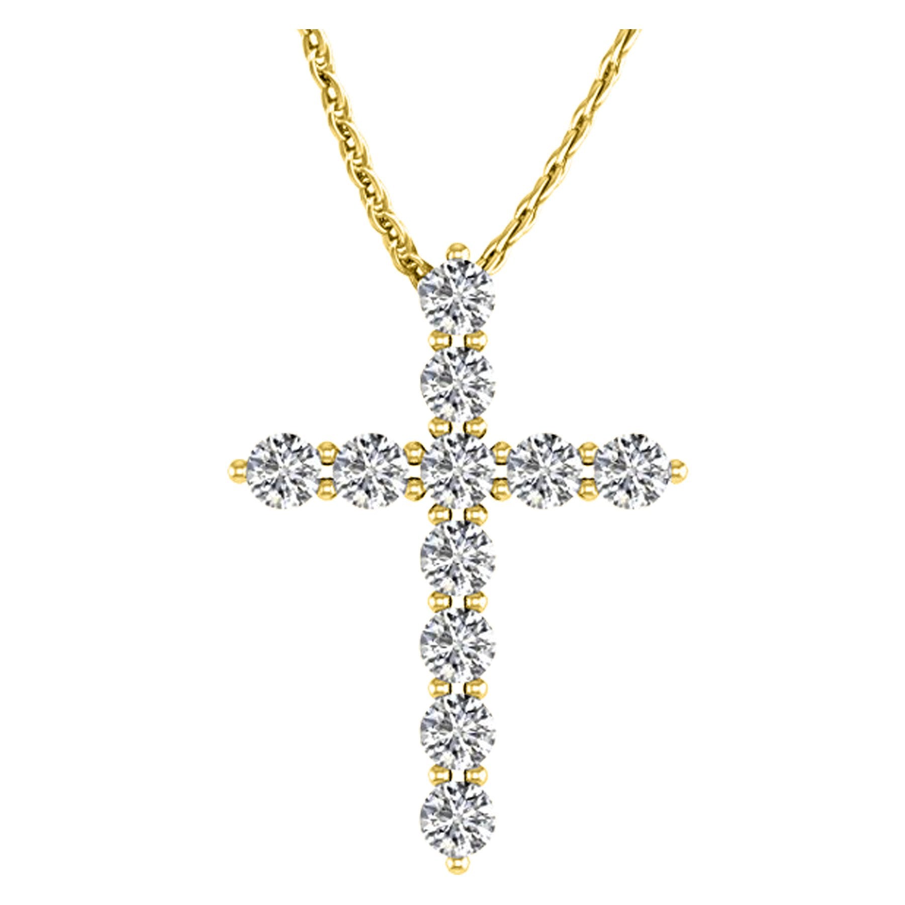 2 Carat Total Weight 14K Yellow Gold Diamond Cross Value Collection With 18" Gold Chain