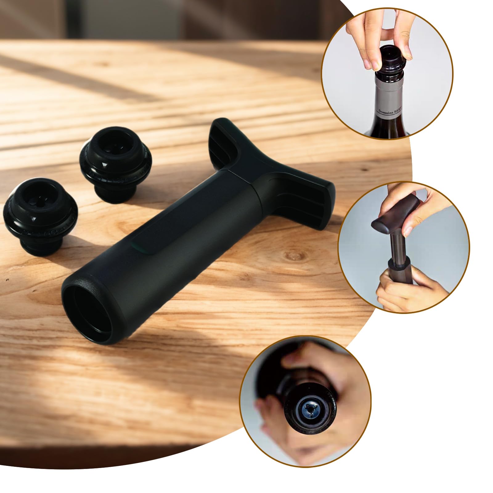 Wine Preserver, Premium Vacuum Wine Saver Pump with 2 Silicone Stoppers, Leak-Proof, Promising Wine Freshness for All Standard Bottles