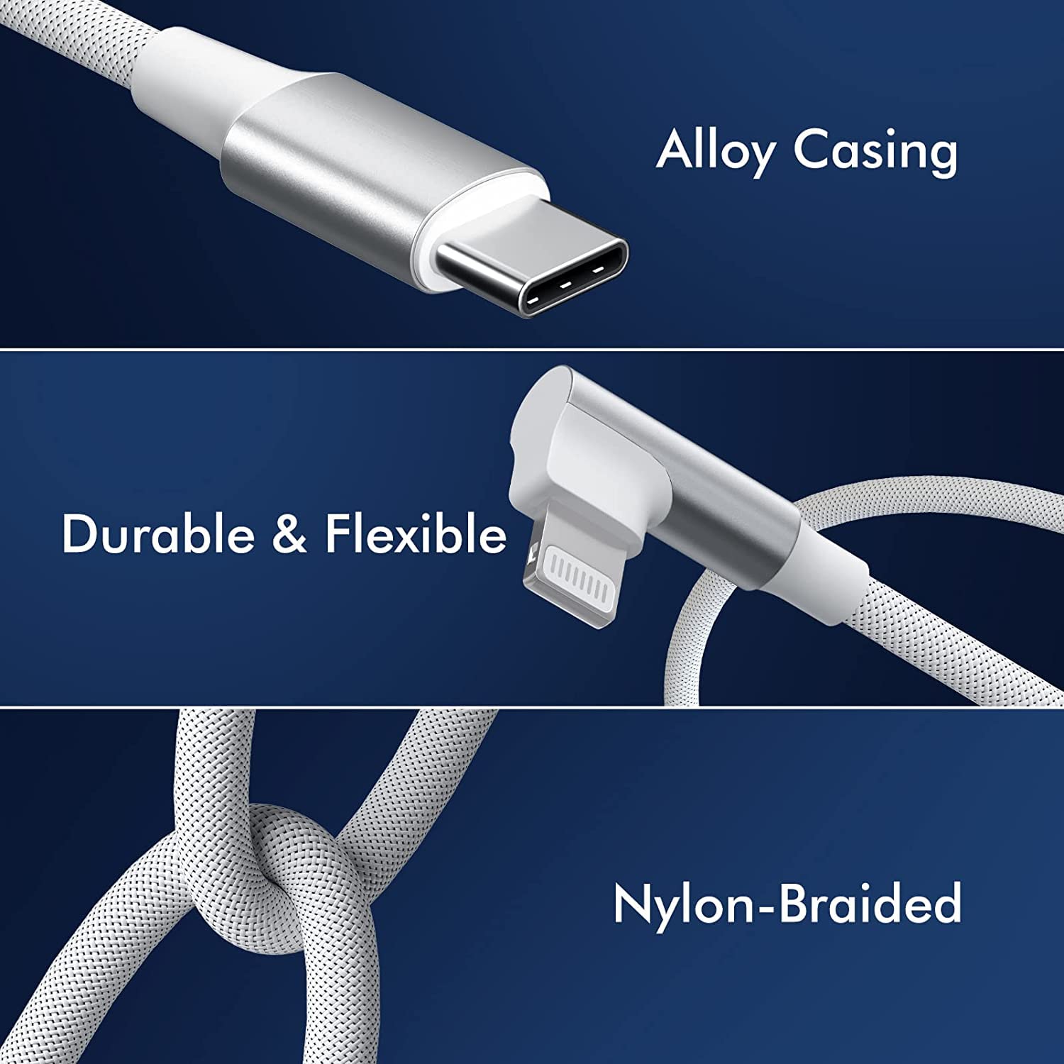 iPhone USB C to Lightning Cable,【2Pack 6FT MFi Certified】Right Angle 90 Degree iPhone Fast Charger Nylon Braided 20W Charging Data Syncing Cord Compatible with iPhone 14/13/Pro/ 12/Max/11/XS/XR/8/Plus