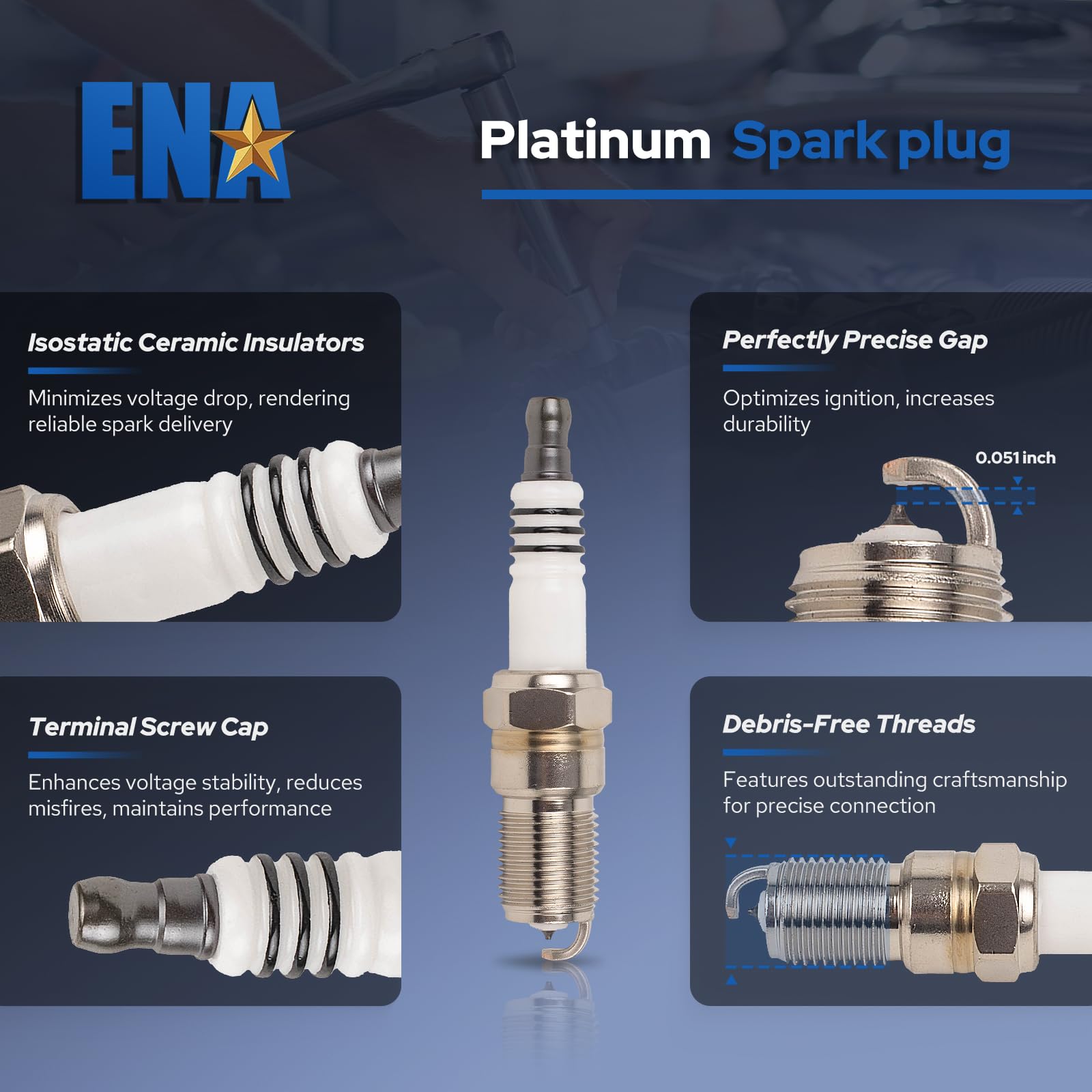 ENA DG508 Ignition Coils and SP479 Spark Plugs For 5.4 V8 Compatible with Lincoln Ford Mustang Econoline Excursion Expedition Pickup E150 E250 E350 F150 F250 4.6L 5.4L 6.8L Replacement for FD503 SP479