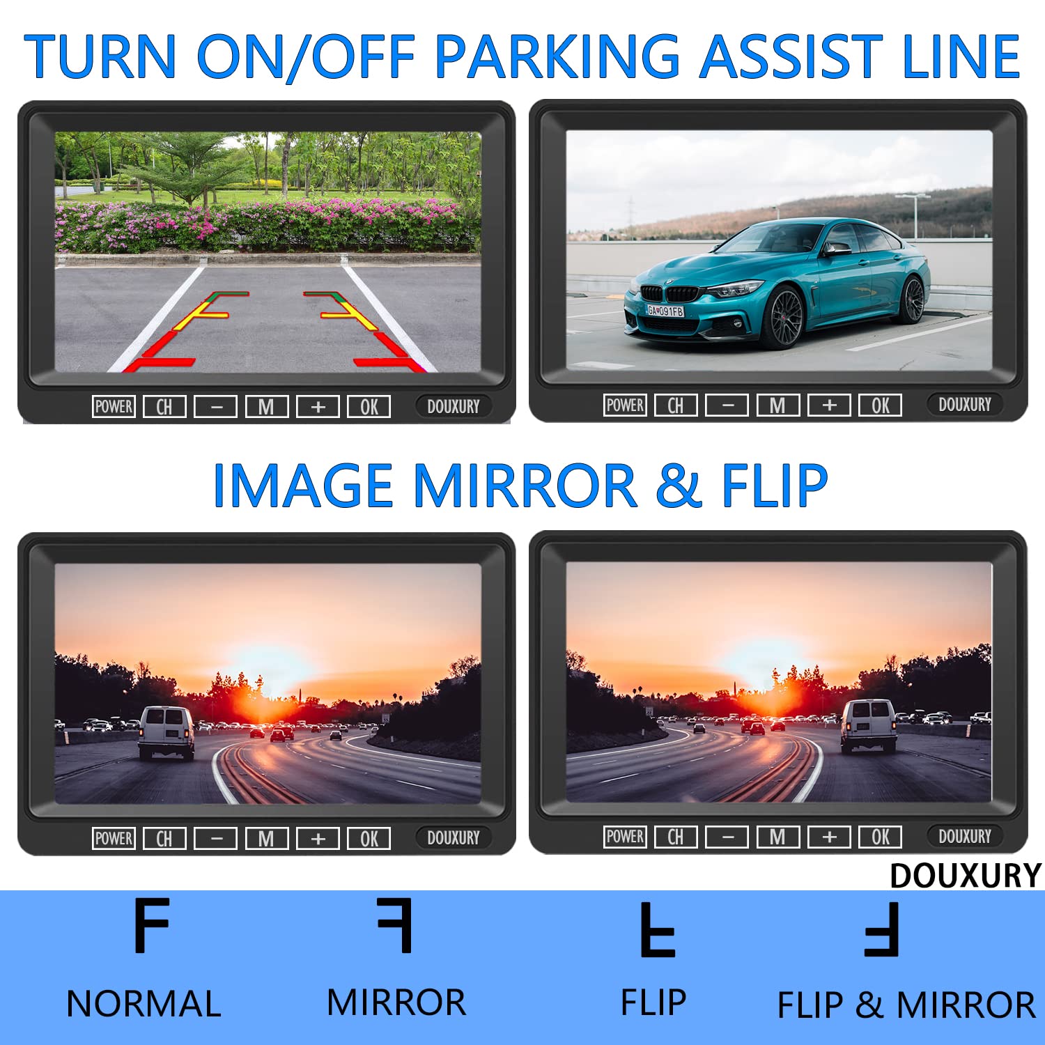 Wireless RV Backup Camera for Trailer Truck Camper Digital Rear Side View Cameras & HD 1080P 4 Splits 7" DVR Screen with Adapter for Furrion Pre-Wired IP69 Waterproof Night Vision 170° Wide View Angle