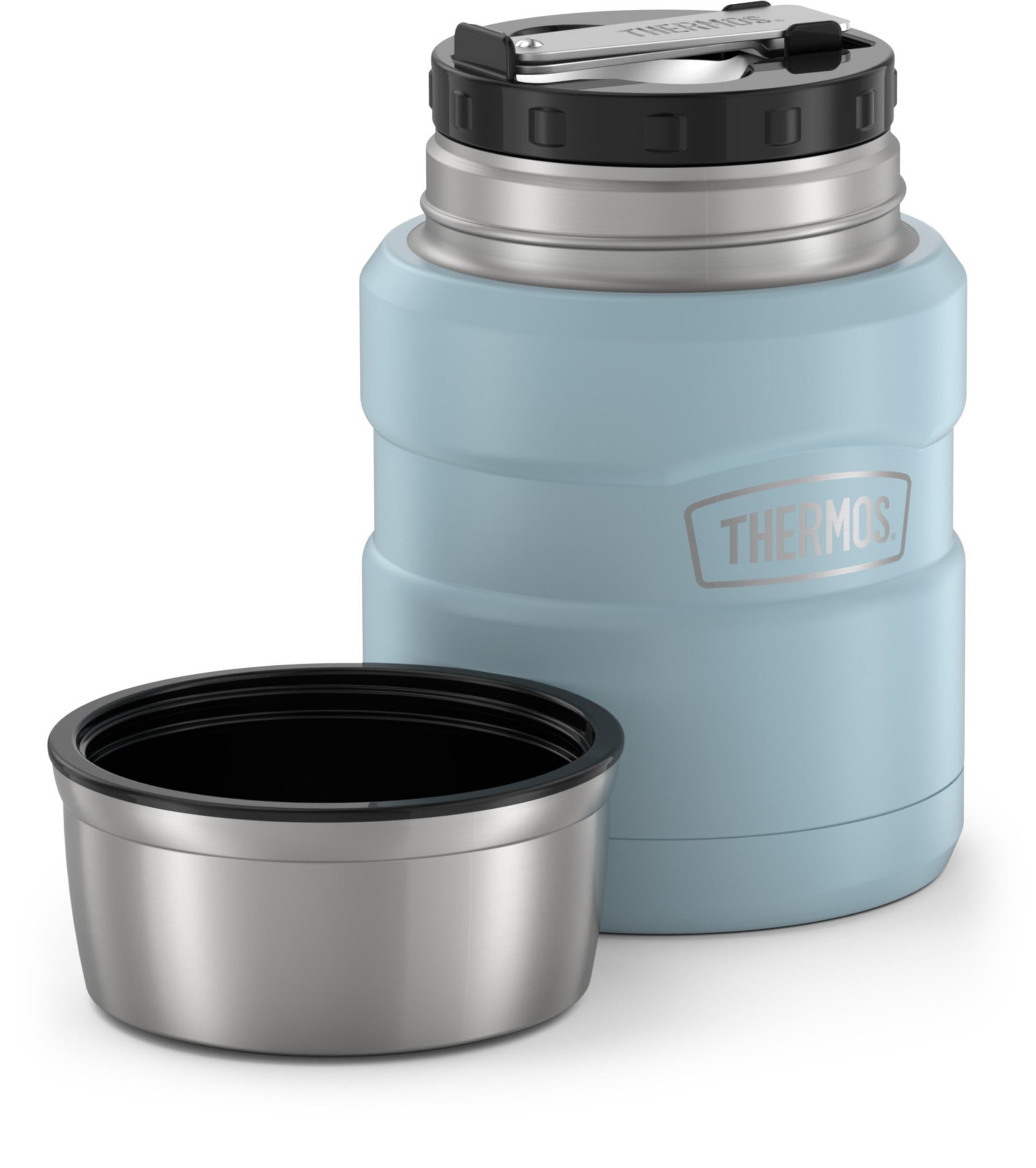 THERMOS ICON Vacuum-Insulated Food Jar with Spoon, 16 Ounce, Matte Powder Blue