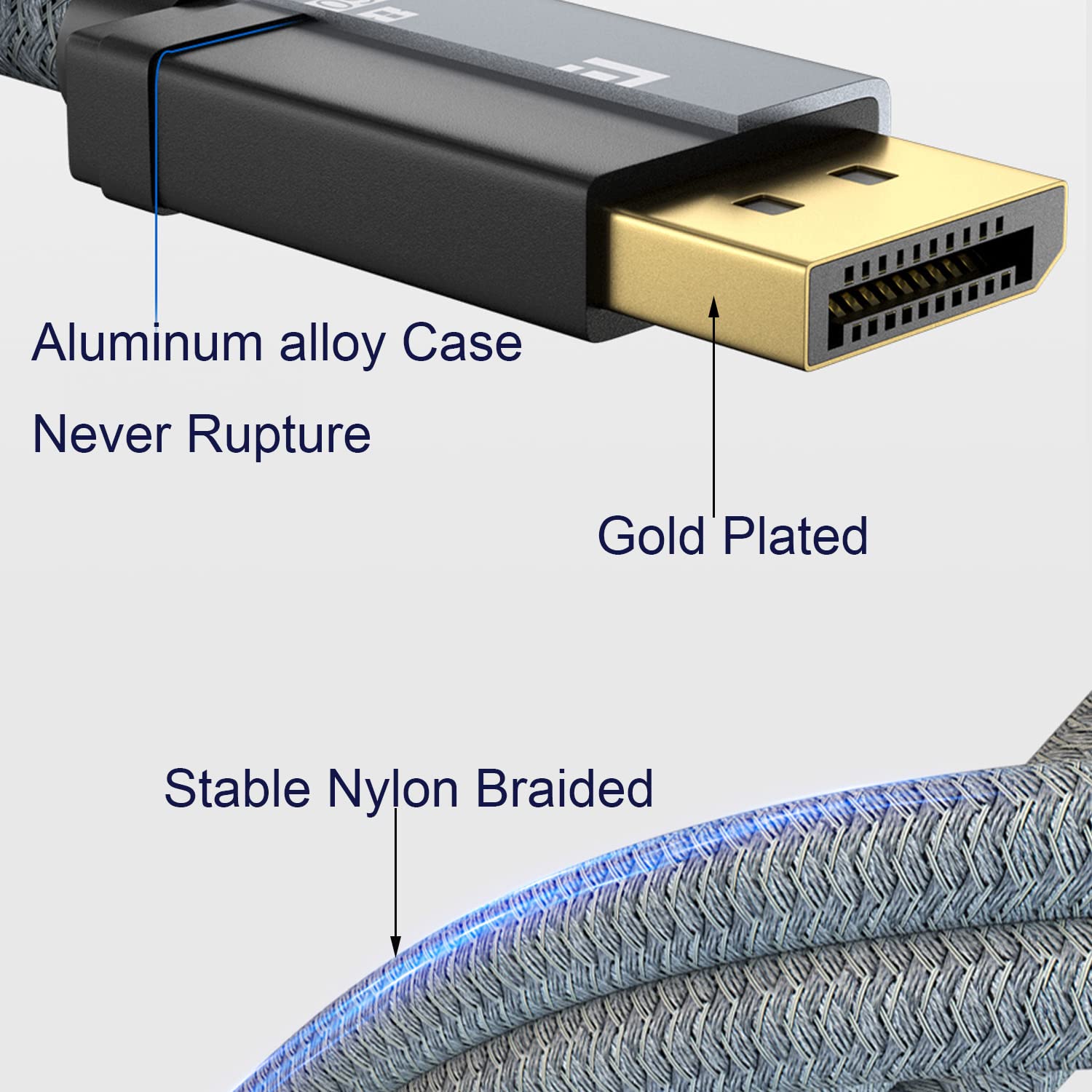 QCEs USB C to DisplayPort 1.4 Cable 10Ft, Type C to DP Cable 8K@60Hz 4K@144Hz 2K@240Hz Compatible with Thunderbolt 3/4 USB4, MacBook Pro M1 M2, Mac Studio, Mac Mini, iPad Pro, XPS