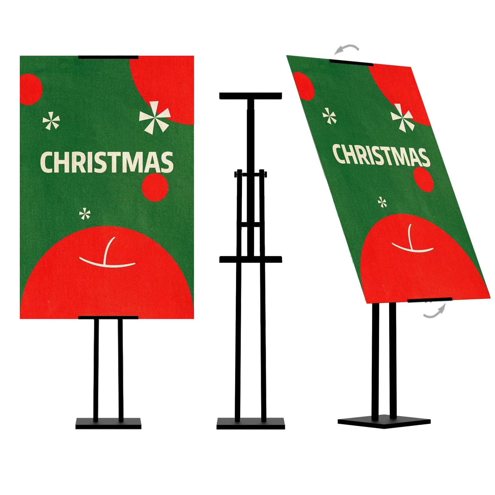 Heavy Duty Sign Stand, Metal Floor Standing Poster Stand, Retractable Height Poster Board Stand and 180° Rotation, Display Stands for Vendor Events, Black Foam Board Stand 2 Pack