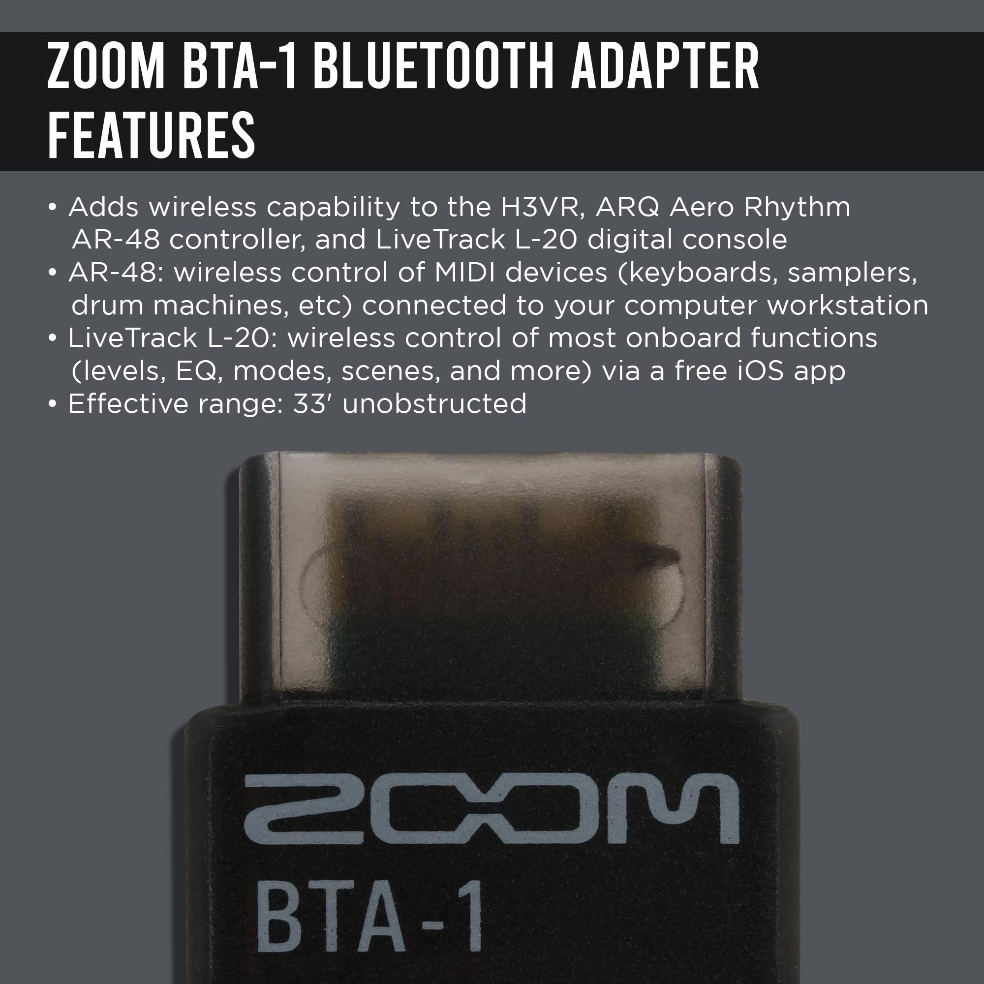 Zoom Bluetooth Adapter for ARQ AR-48, L-20, H3-VR & F6