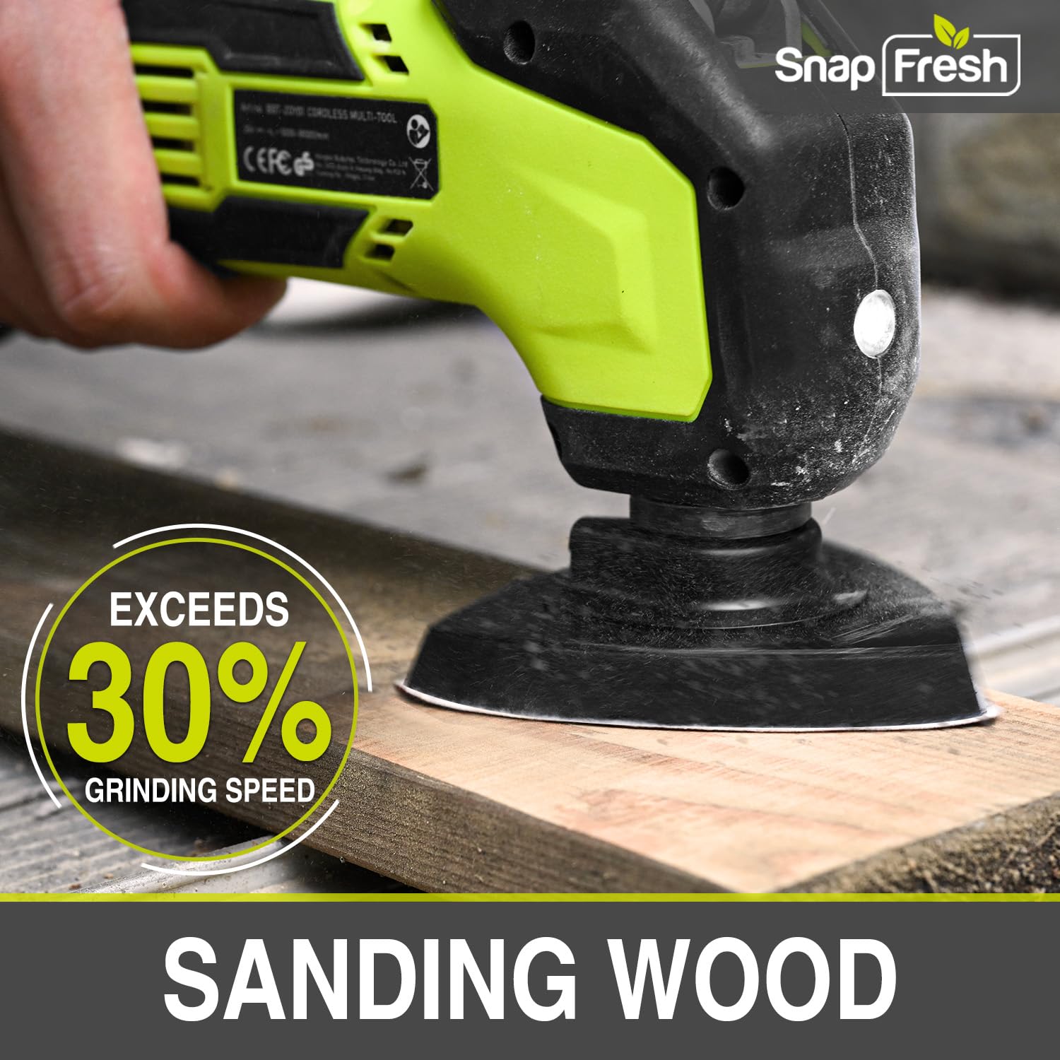 SnapFresh Oscillating Multi Tool Cordless, 20V DIY Tool Kit, 6 Speed, 3.2°Oscillation Angle, Quick-Lock Replaceable, 24pcs Accessories, Battery & Fast Charger, For Scraping, Blades Sanding, Cutting