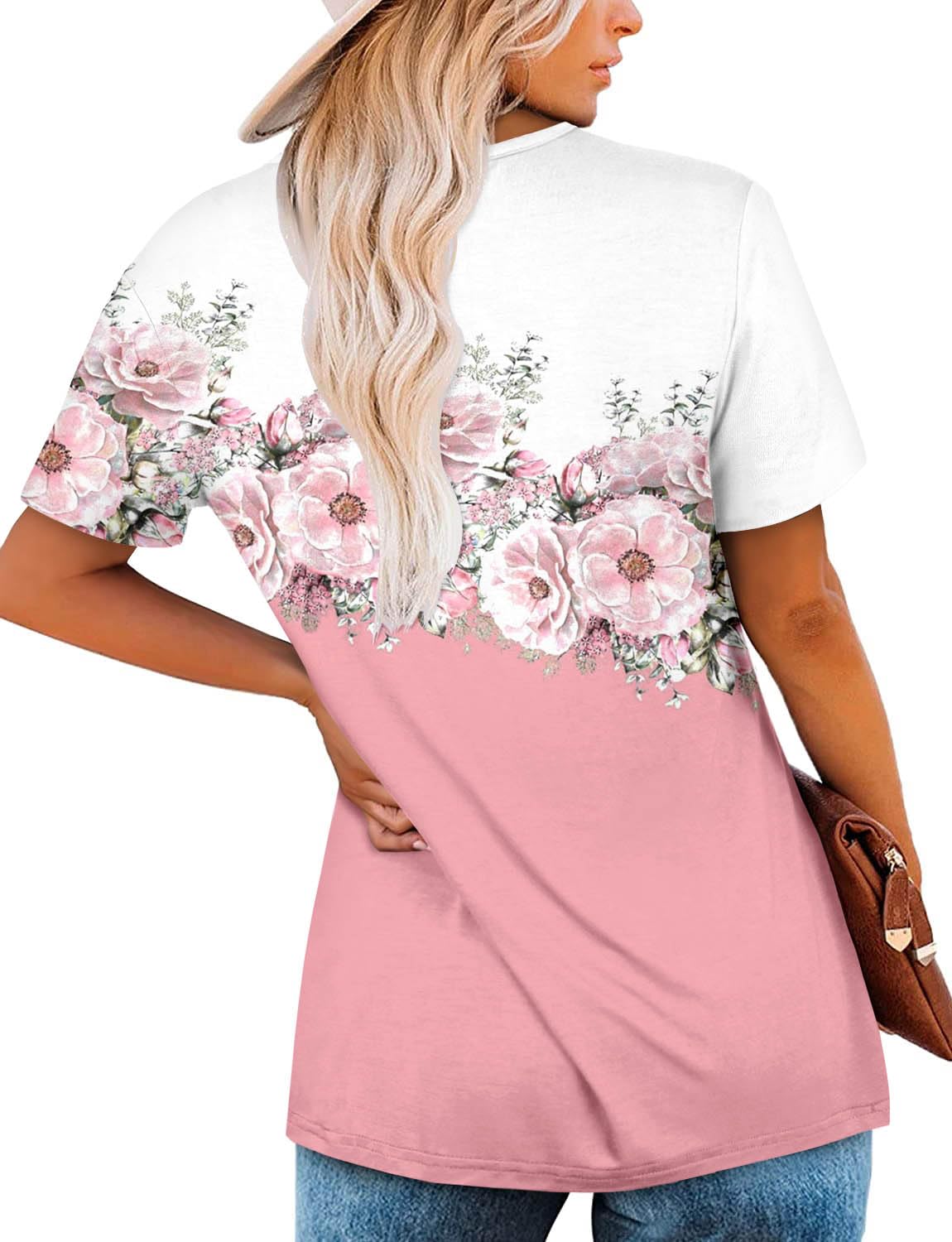 BETTE BOUTIK womens top to hide belly loose fit summer tops for women shirts for young women dressy casual WhitePink X-Large