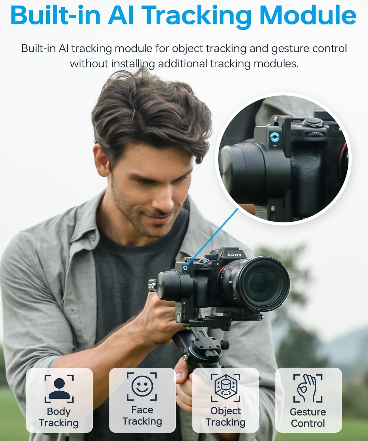 FeiyuTech SCORP 2 KIT Gimbal Stabilizer for DSLR and Mirrorless Camera,Built-in AI Tracking,3-Axis Gimbal for Sony/Canon/Nikon/Fujifilm, Max 5.51lbs,Touch Screen, Native Vertical Shooting with Case