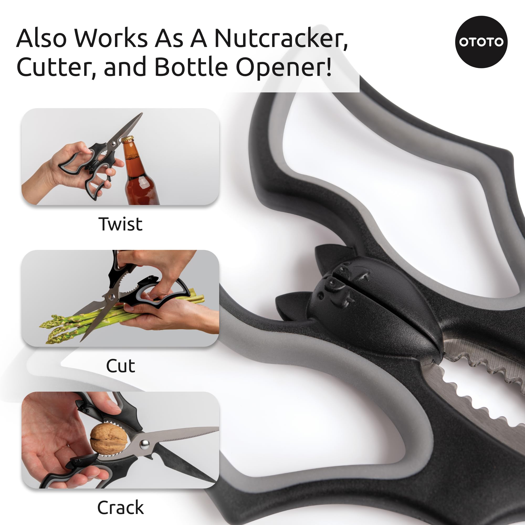 NEW!! Elizabat Kitchen Scissors by OTOTO - Cute Bat Kitchen Shears, Scissors Kitchen Utensils - Bats, Halloween Gifts, Cooking Scissors, Kitchen Gadgets