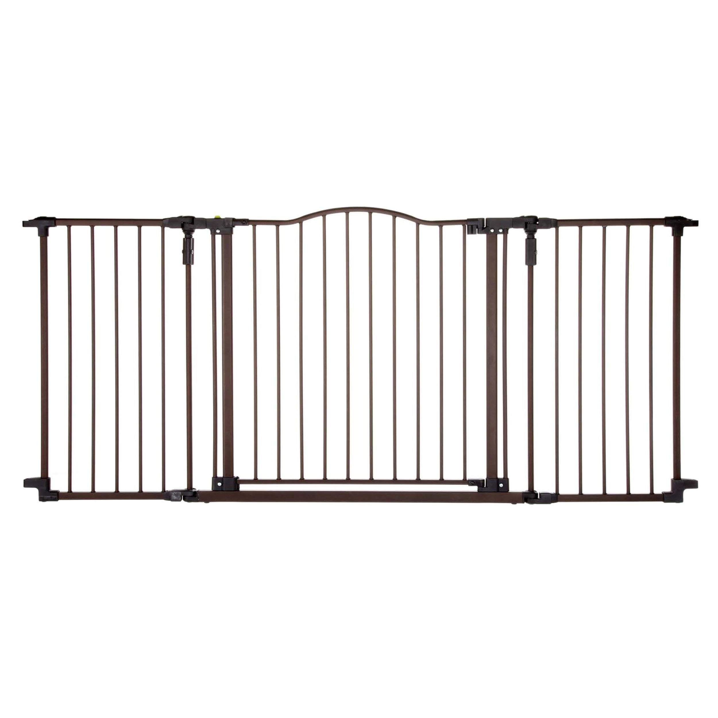 Toddleroo by North States 72” wide Deluxe Décor Baby Gate: Sturdy safety gate with one hand operation. Extra wide baby gate. Hardware Mount. Fits 38.3 - 72” Wide. (30" Tall, Matte Bronze)