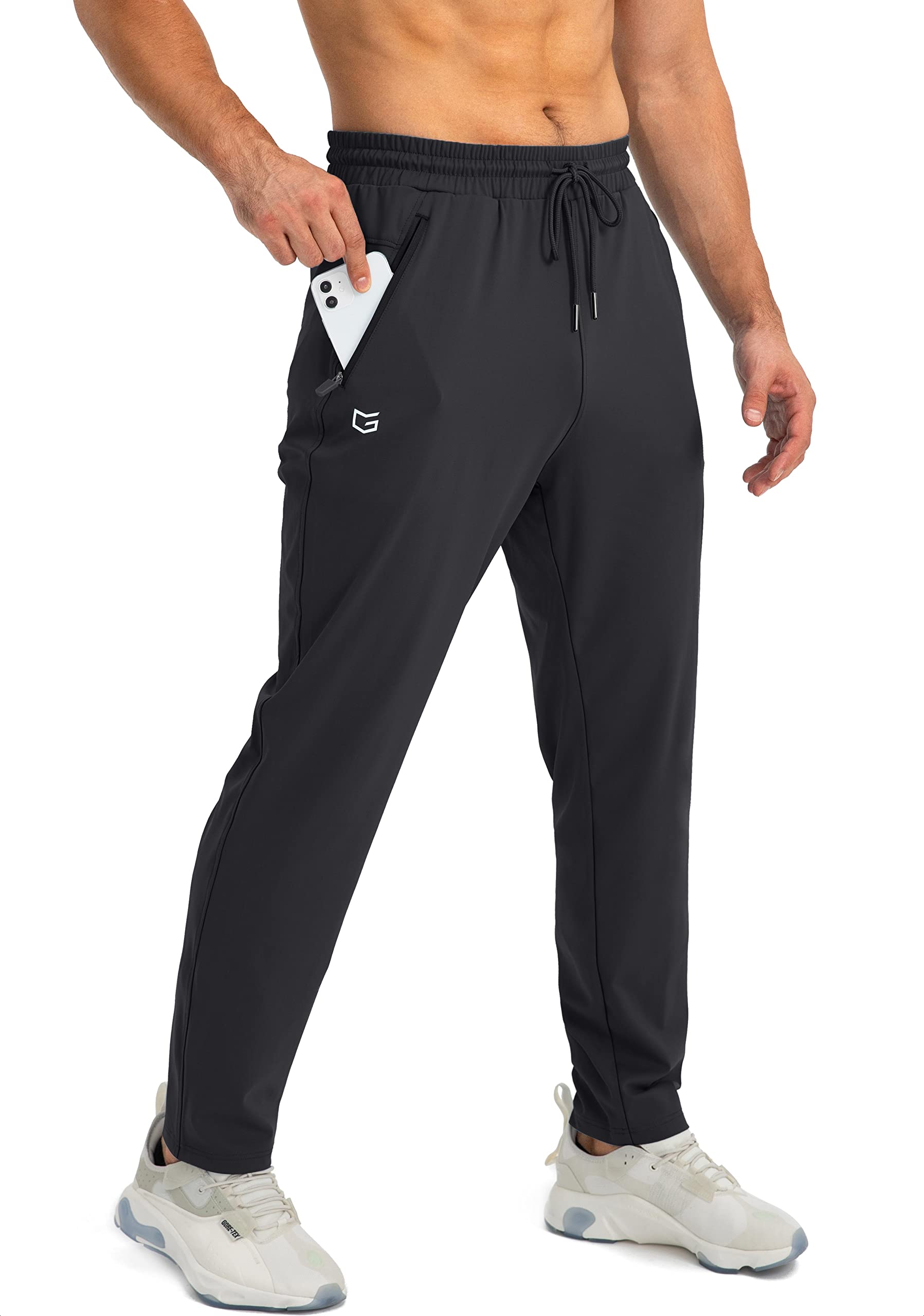 G Gradual Men's Sweatpants with Zipper Pockets Tapered Joggers for Men Athletic Pants for Workout, Jogging, Running (Black, XX-Large)