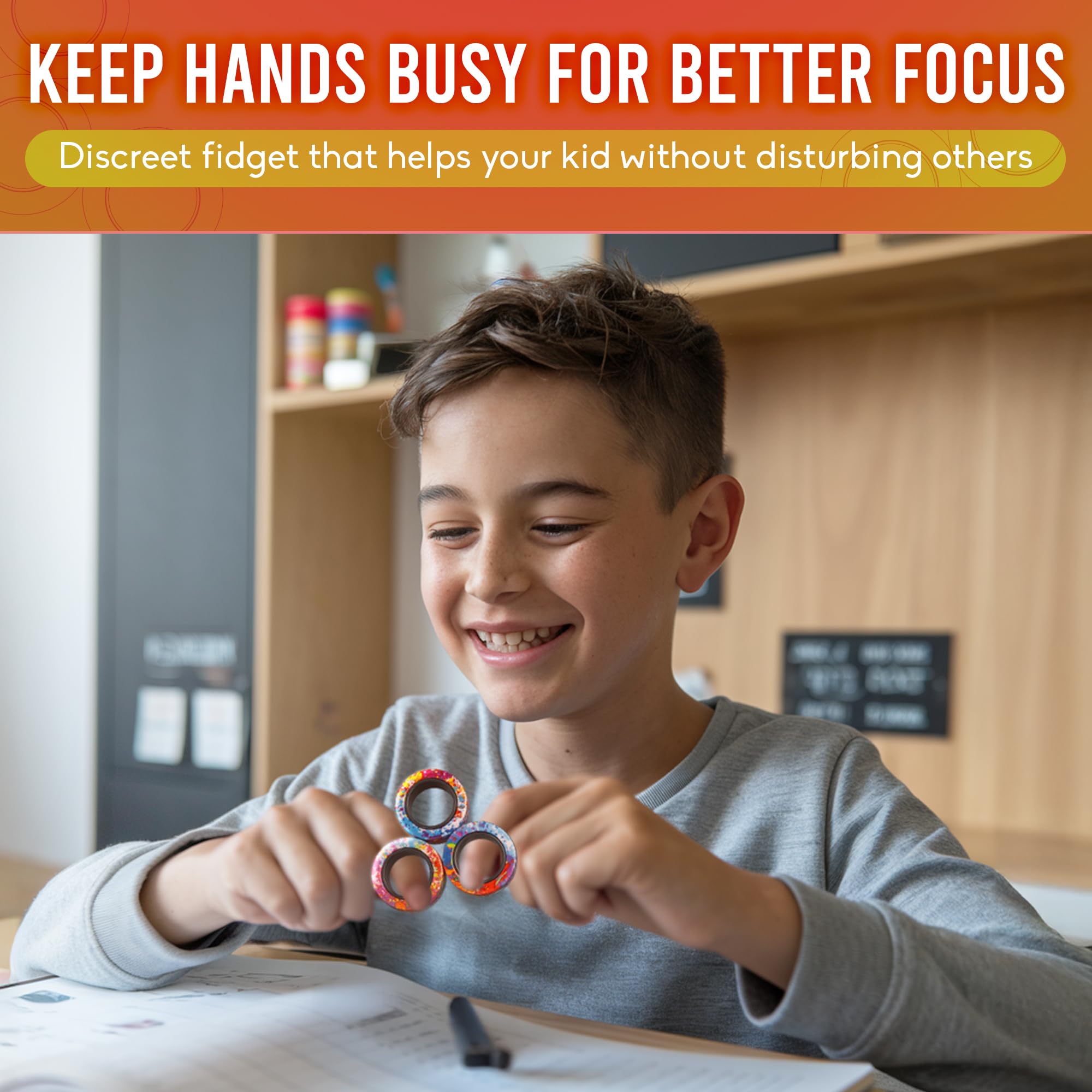 BUNMO Magnetic Rings - Stocking Stuffers - Fidget Toys Adults - Stocking Stuffers for Teens - Multicolor and Magnetic Rings - Stocking Stuffers - Fidget Toys - Stocking Stuffers for Boys - Rainbow