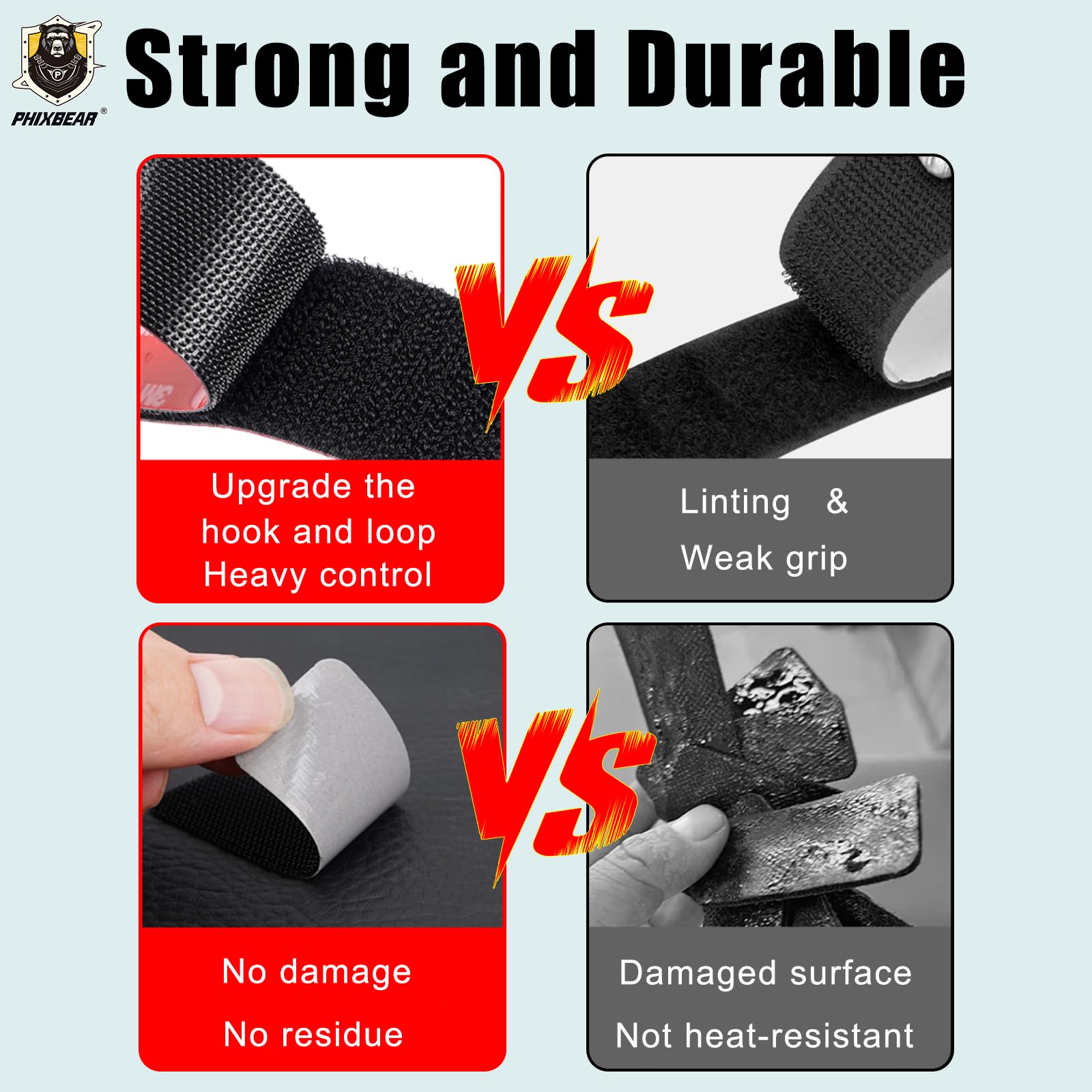 PHIXBEAR 24 Sets of Hook and Loop Tape Fasteners, Made of 3m Gpl060, No Residue, Heat and Cold Resistant, for Car Floor Mats, EZ Pass, Home, and Office, 1 X 2.75in