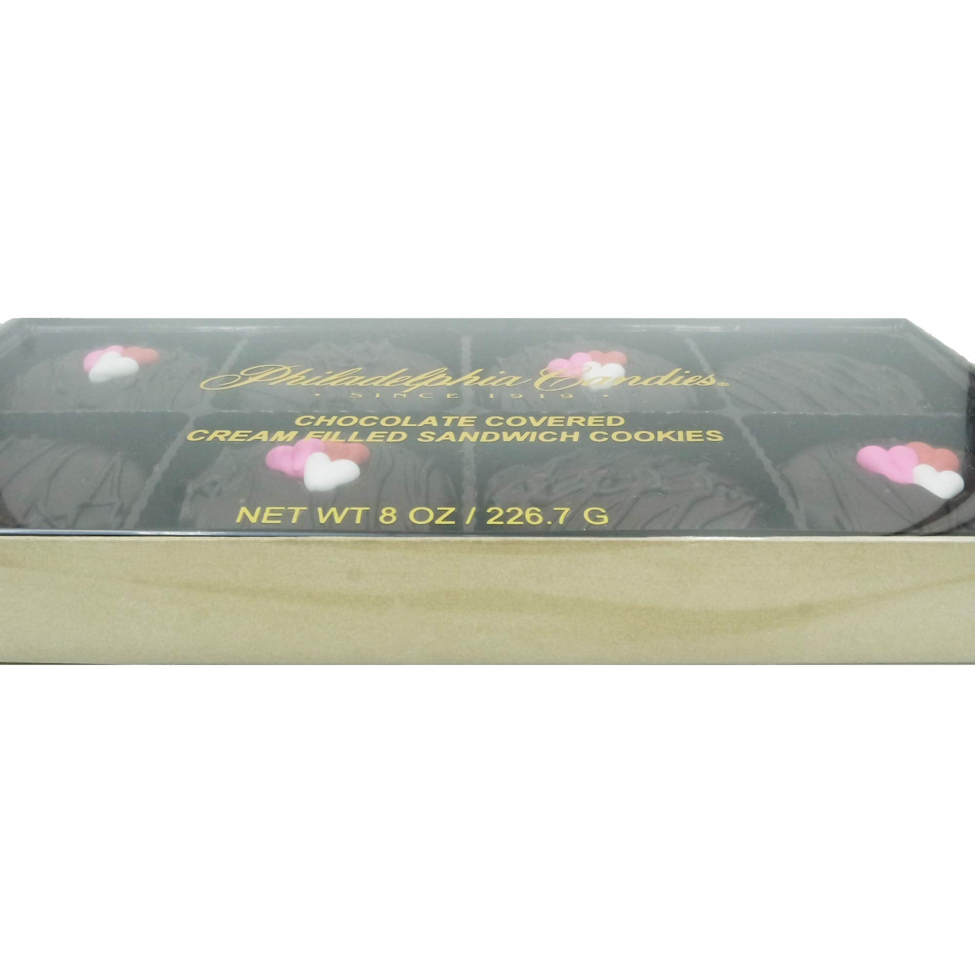 Philadelphia Candies Dark Chocolate Covered Creme Filled Sandwich Cookies, Valentine's Day Gift 8 Ounce