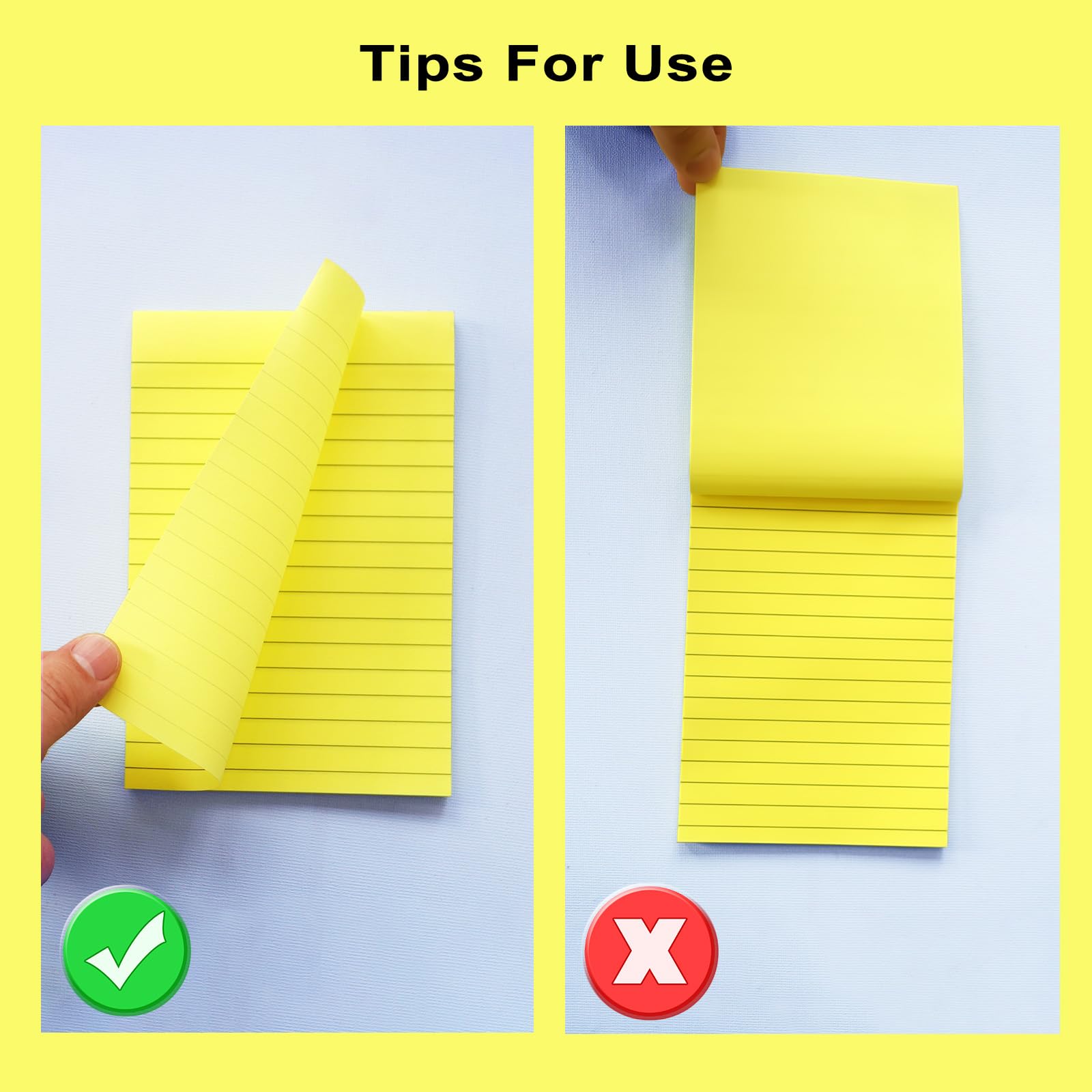 8 Pack Lined Sticky Notes 4X6 in Post, Large Ruled Post Sticky Colorful Super Sticking Power Memo Pads Strong Adhesive,Sticky Notes Lined for Office, Home, School, 40 Sheets/pad
